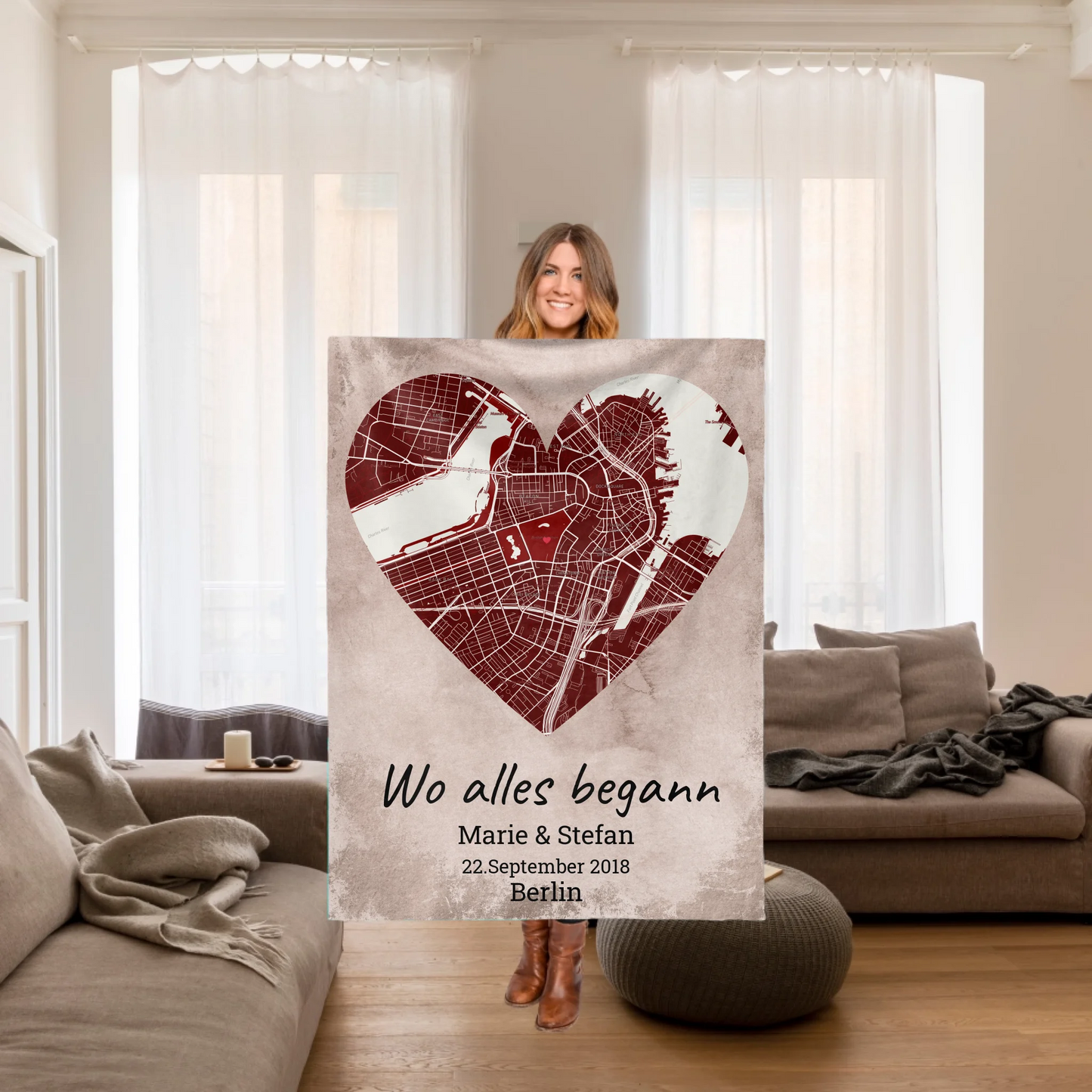Couple and family photo blanket with up to 5 photos