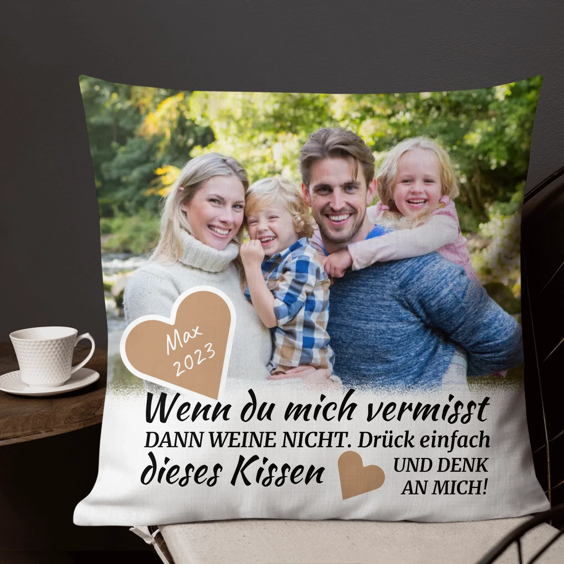 Personalisiertes Kissen: Trauerspruch mit Foto - Erinnerungsstück für Verstorbene - Individuelles Kissen | Personalize Palace
