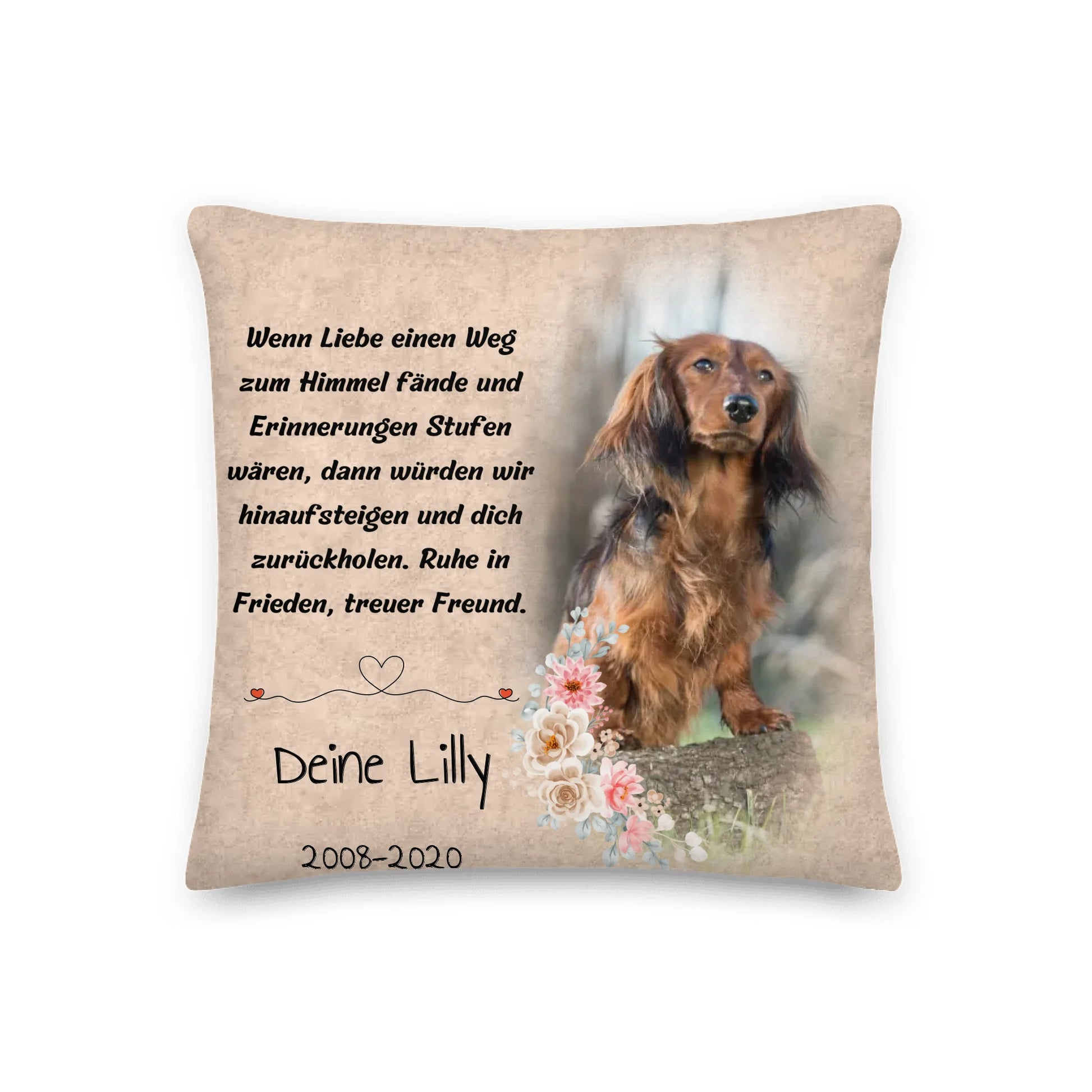 Personalisiertes Kissen: Gedenkkissen mit Hundefoto und Trauerspruch – individuelles Kissen | Personalize Palace