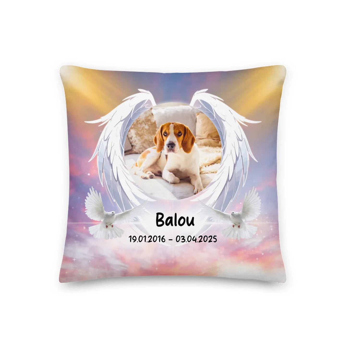 Personalisiertes Kissen: Gedenkkissen mit Hundefoto und Trauerspruch – individuelles Kissen | Personalize Palace