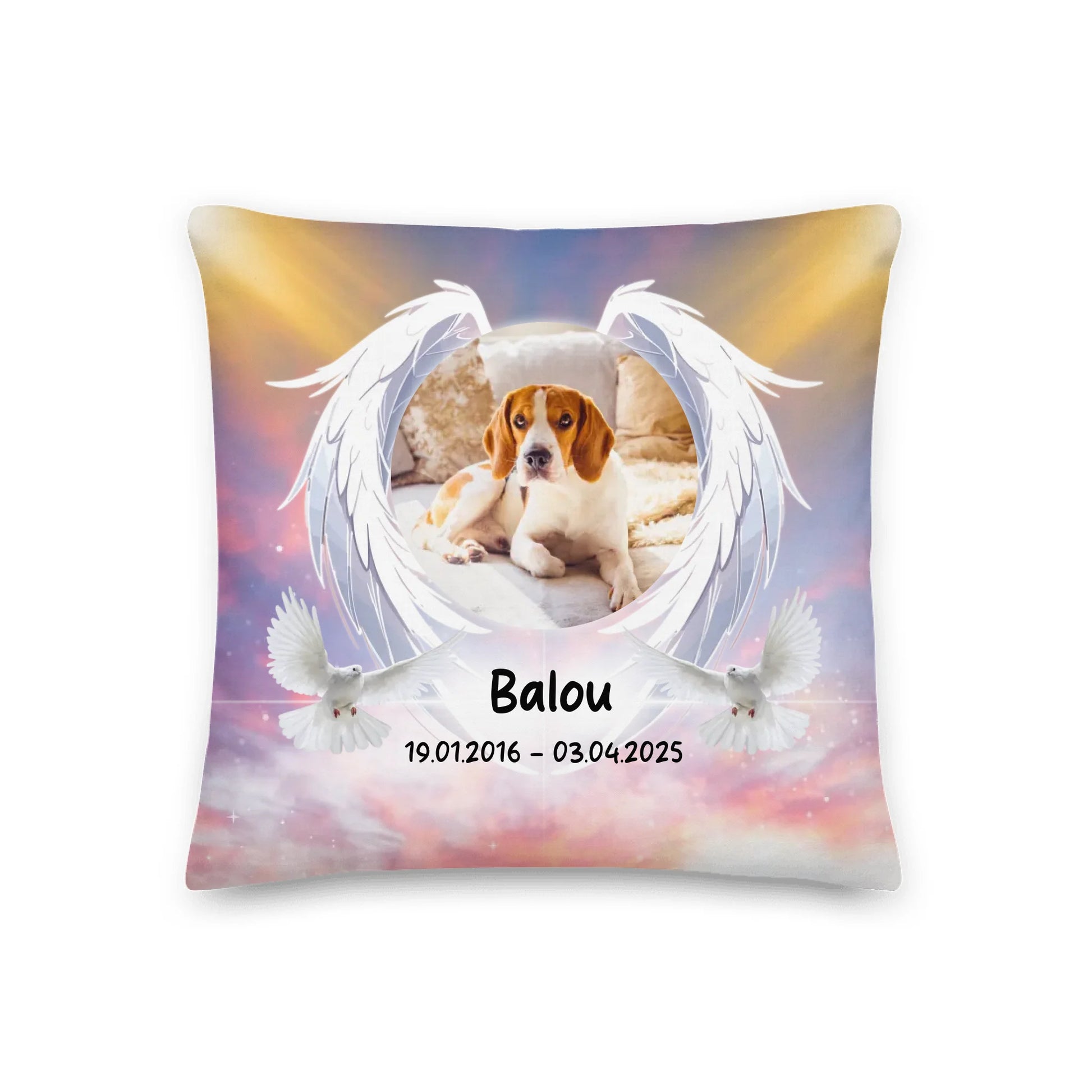Personalisiertes Kissen: Gedenkkissen mit Hundefoto und Trauerspruch – individuelles Kissen | Personalize Palace