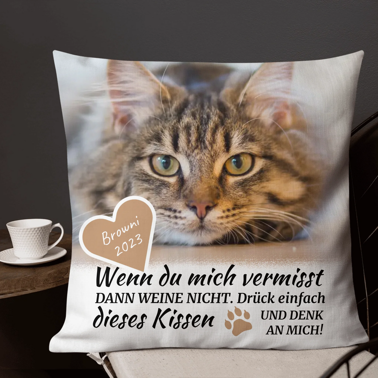 Personalisiertes Kissen: Gedenkkissen mit Hundefoto und Trauerspruch – individuelles Kissen | Personalize Palace