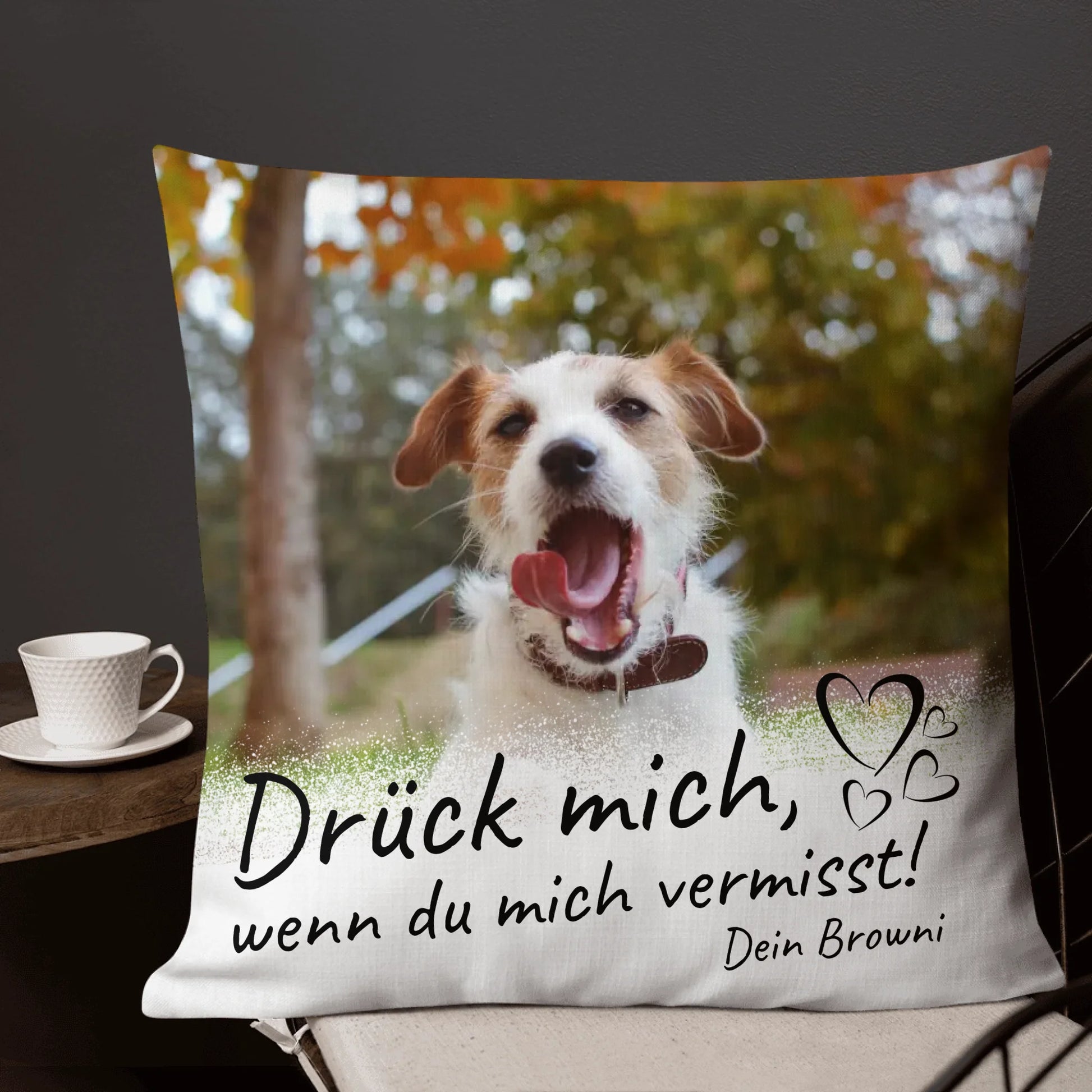 Personalisiertes Kissen: Gedenkkissen mit Hundefoto und Trauerspruch – individuelles Kissen | Personalize Palace