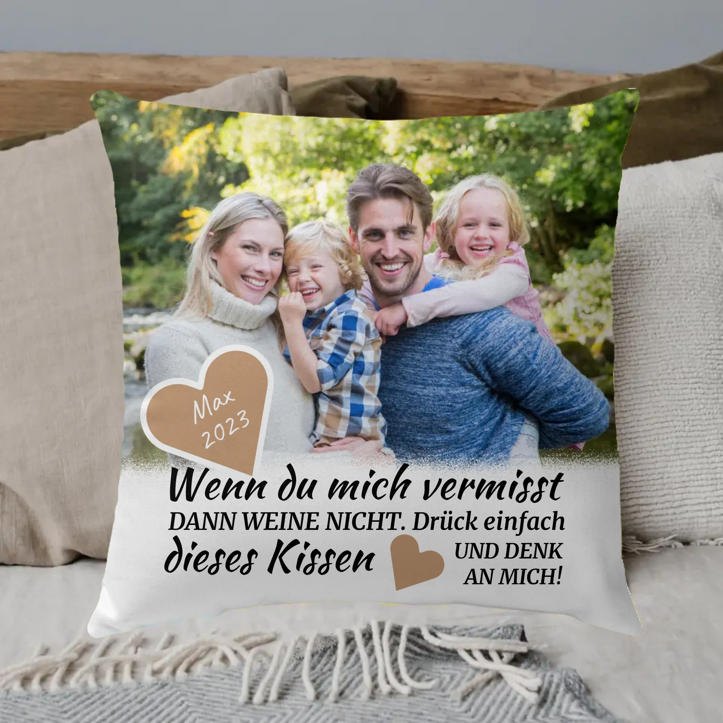 Personalisierte Decke: Trauerspruch mit Foto - Erinnerungsstück für Verstorbene - Individuelle Decke | Personalize Palace