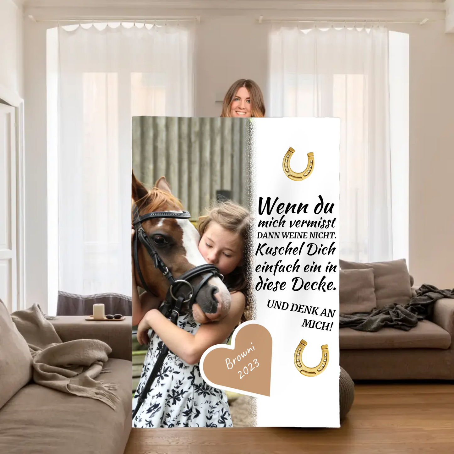 If you miss me - personalized horse photo blanket