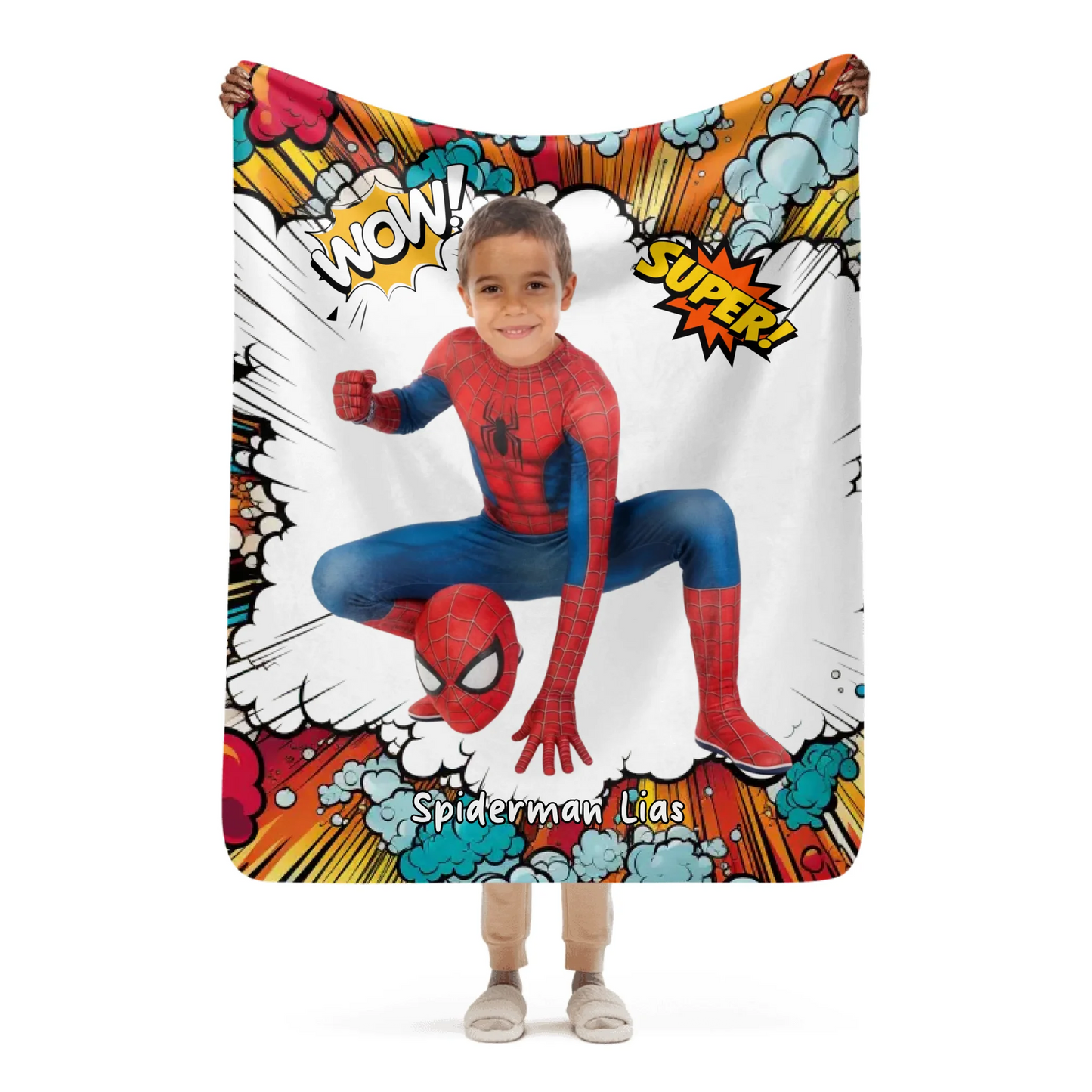 Personalisiertes Kissen: dein Foto als Comic-Held Spiderman - individuelles Superhelden Kissen | Personalize Palace