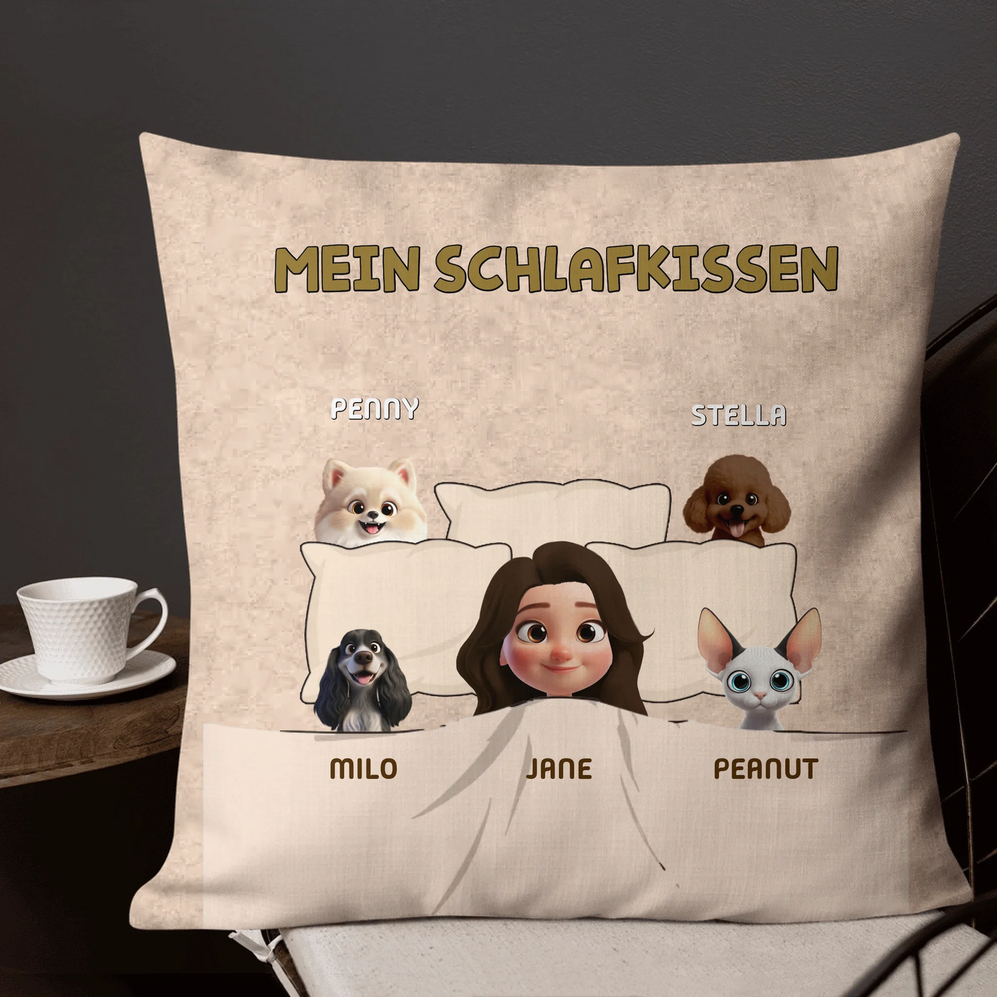 Personalisiertes Kissen: Unser Lieblings-Schlafkissen mit unseren Fellnasen - individuelles Kissen | Personalize Palace