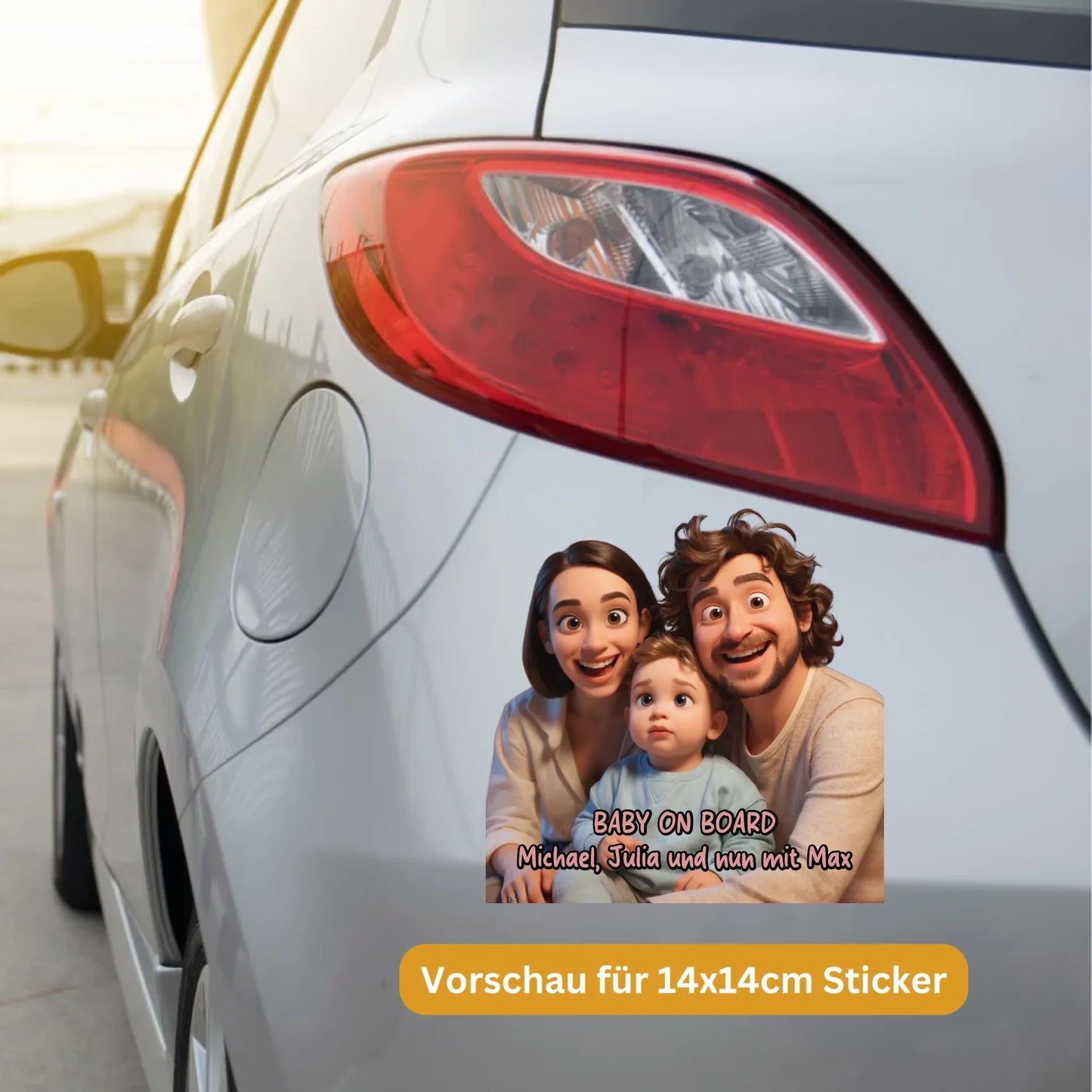 Familien Foto in Cartoon als Autoaufkleber selber gestalten