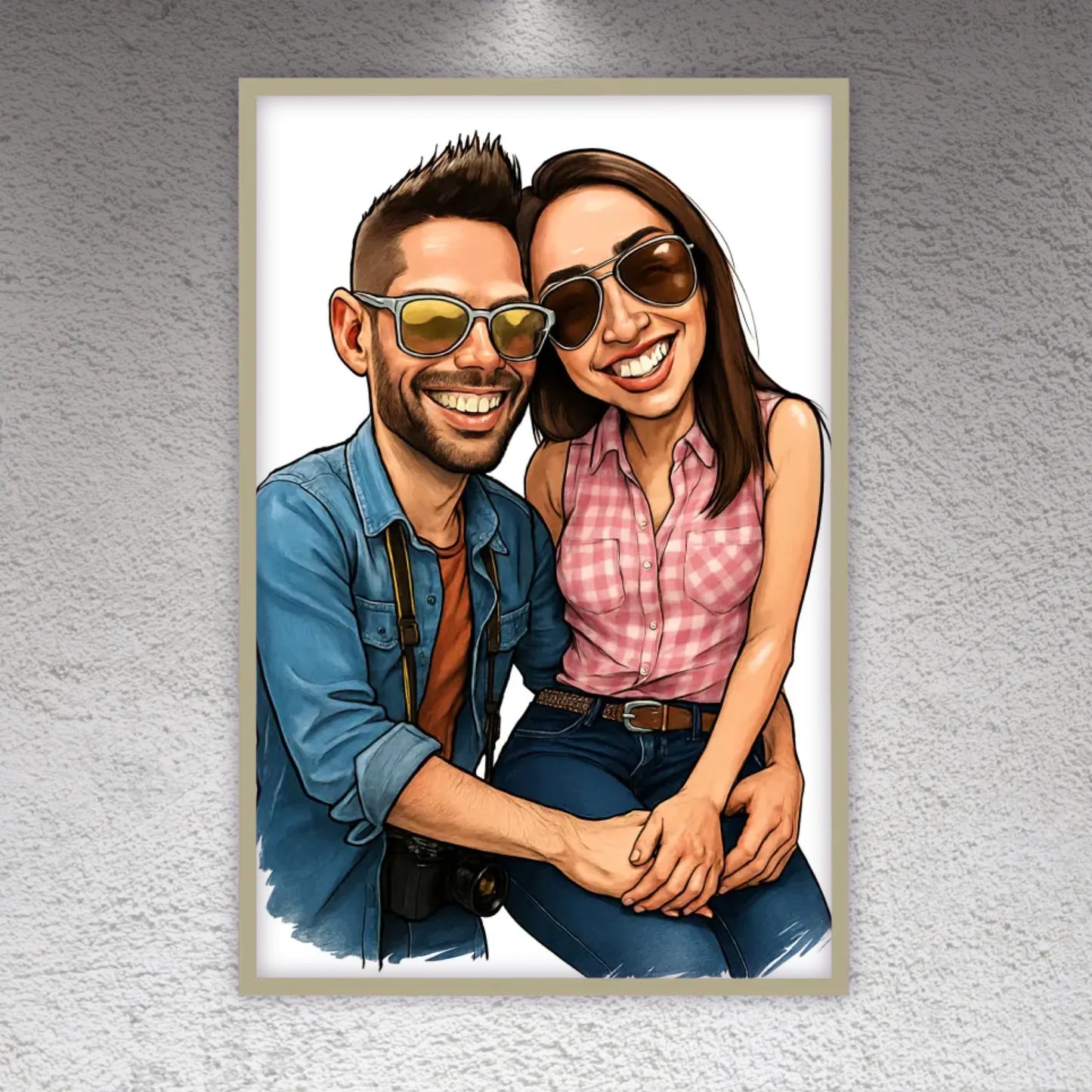 Your photo as a caricature - personalized poster with frame