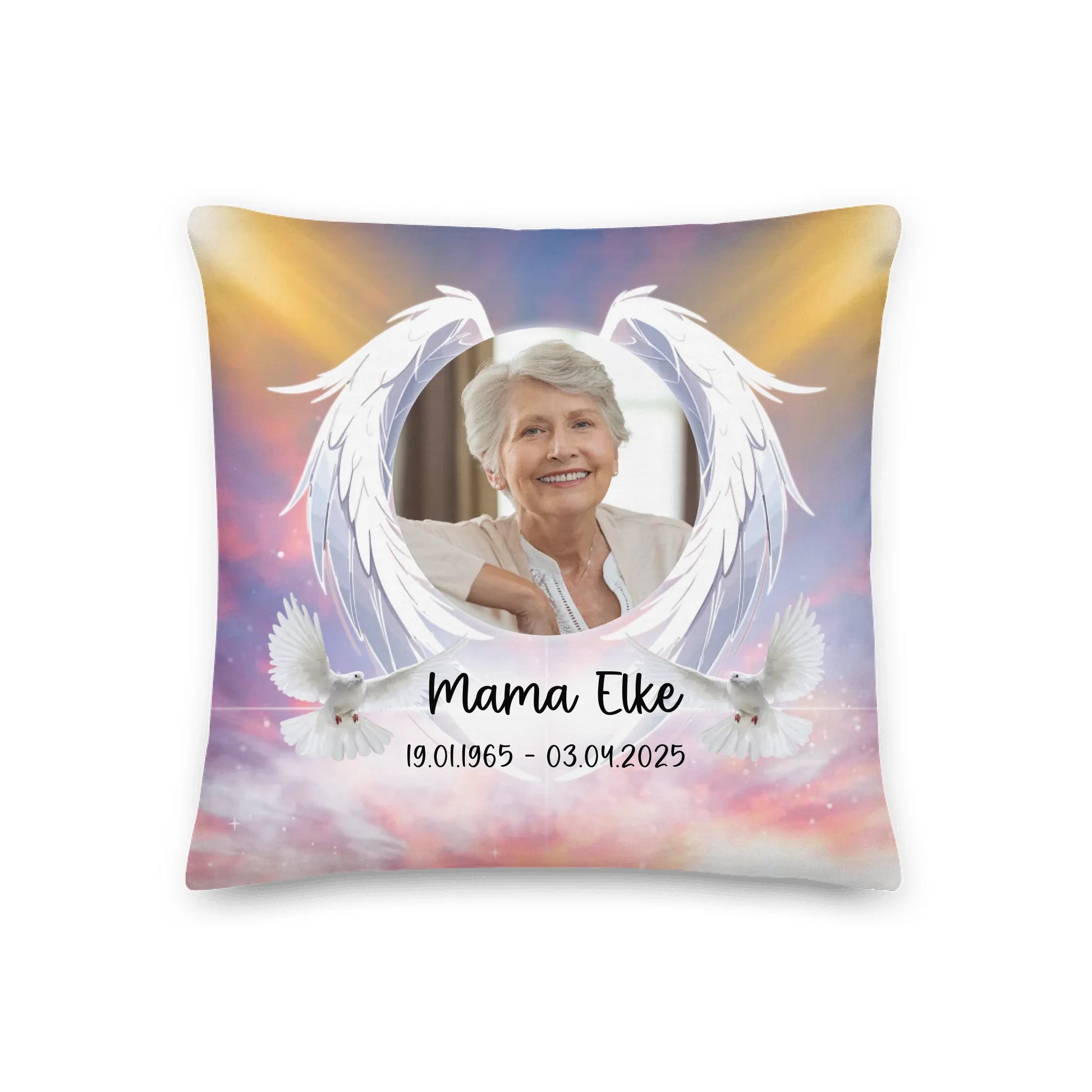 Personalisierte LED Bilder: Trauerschild mit Foto und Text - Individuelles Acryl Glas mit Holzständer | Personalize Palace