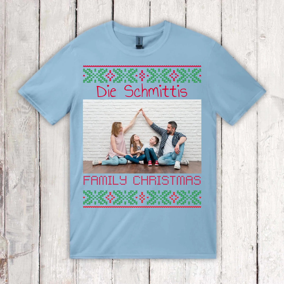 Ugly Christmas sweater with your photo and text - personalize your Christmas