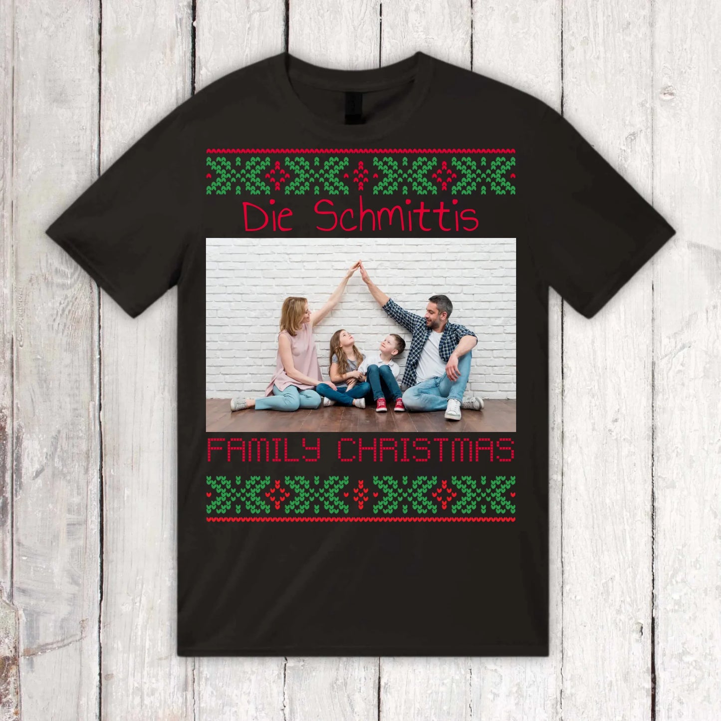 Ugly Christmas hoodie with your photo and text - personalize your Christmas
