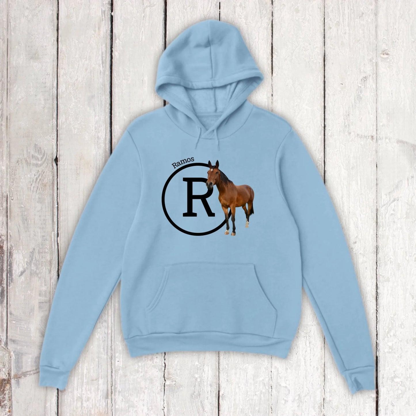 Initiale mit Bild und Text für Reiter und Pferdeliebhaber - Individueller Hoodie und T-Shirt | Personalize Palace
