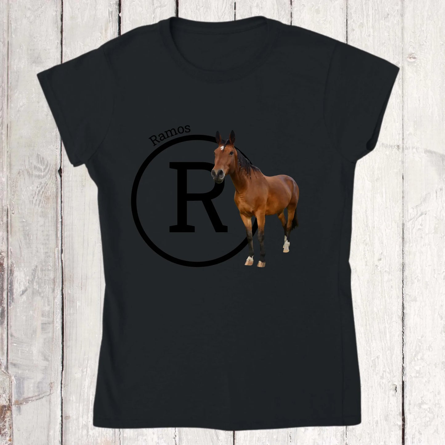 Initial with image and text for riders and horse lovers - Personalized hoodie and t-shirt