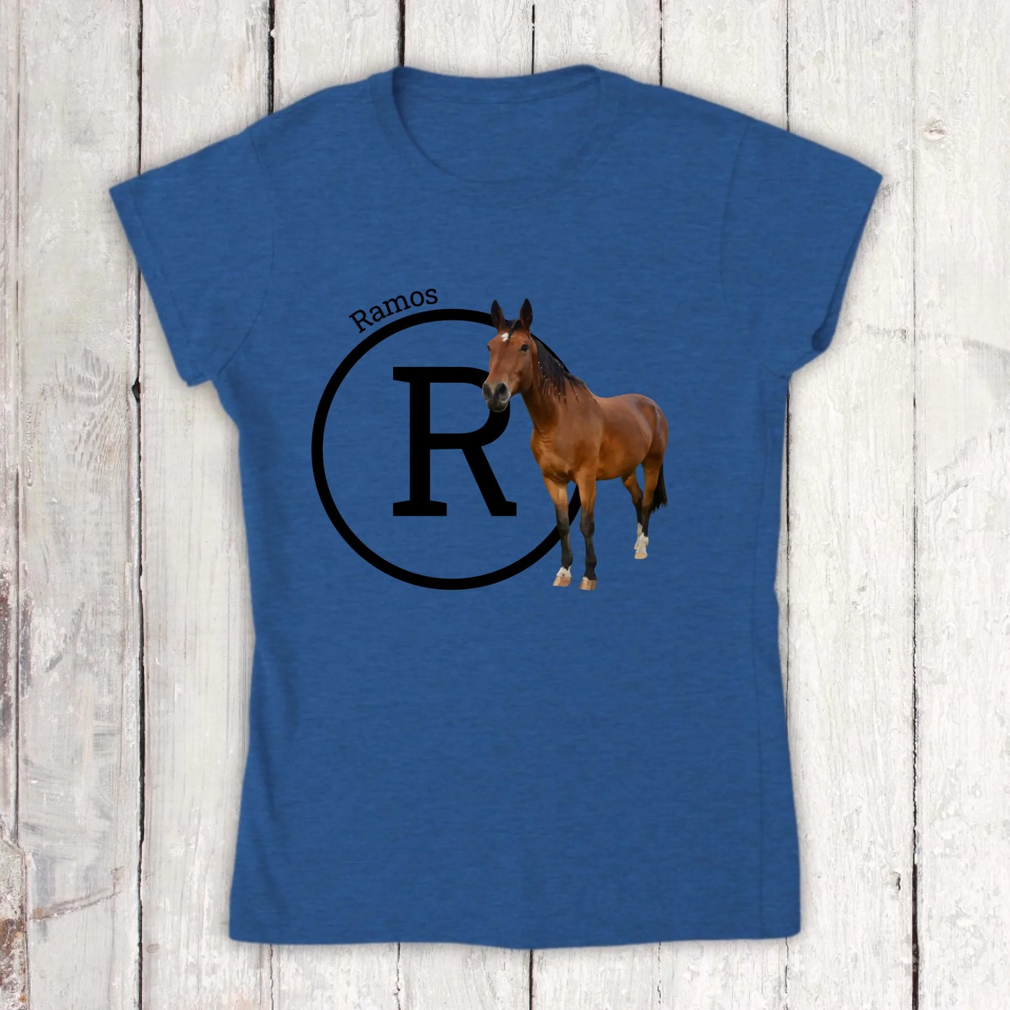 Initial with image and text for riders and horse lovers - Personalized hoodie and t-shirt
