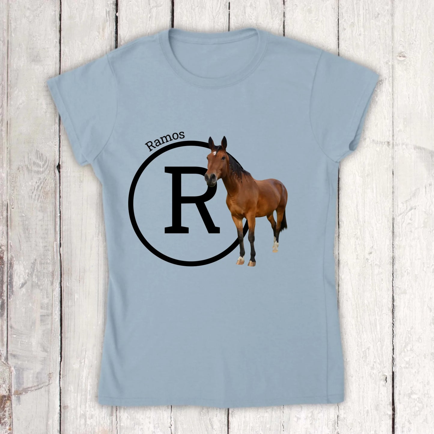 Initial with image and text for riders and horse lovers - Personalized hoodie and t-shirt