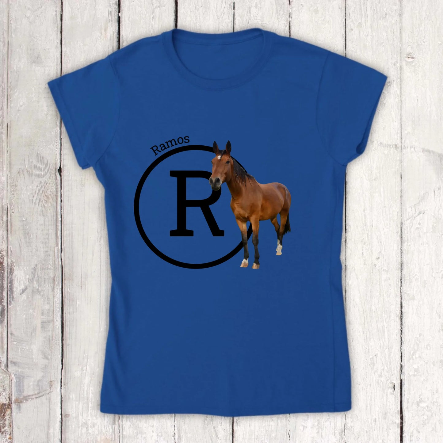 Initial with image and text for riders and horse lovers - Personalized hoodie and t-shirt