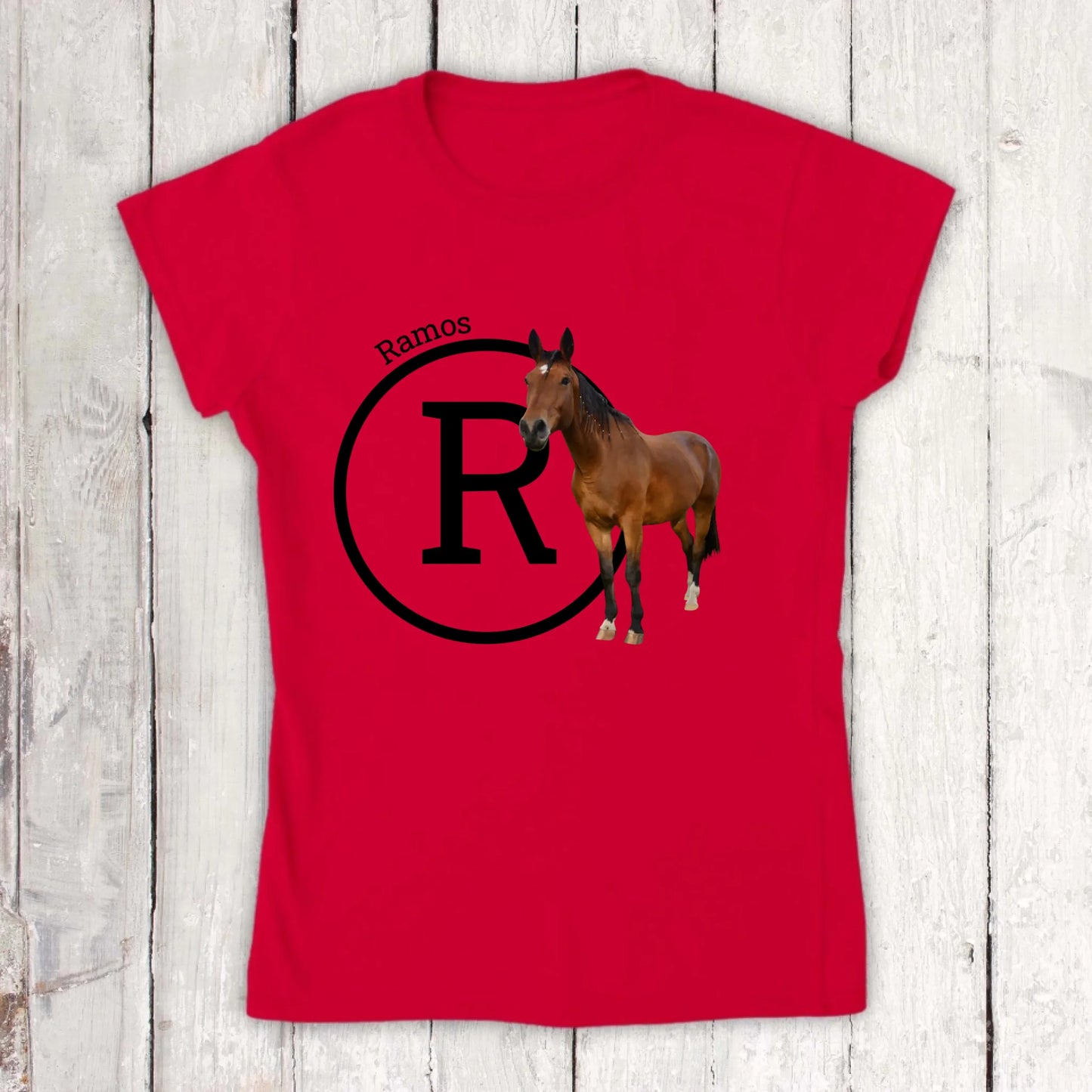 Initial with image and text for riders and horse lovers - Personalized hoodie and t-shirt