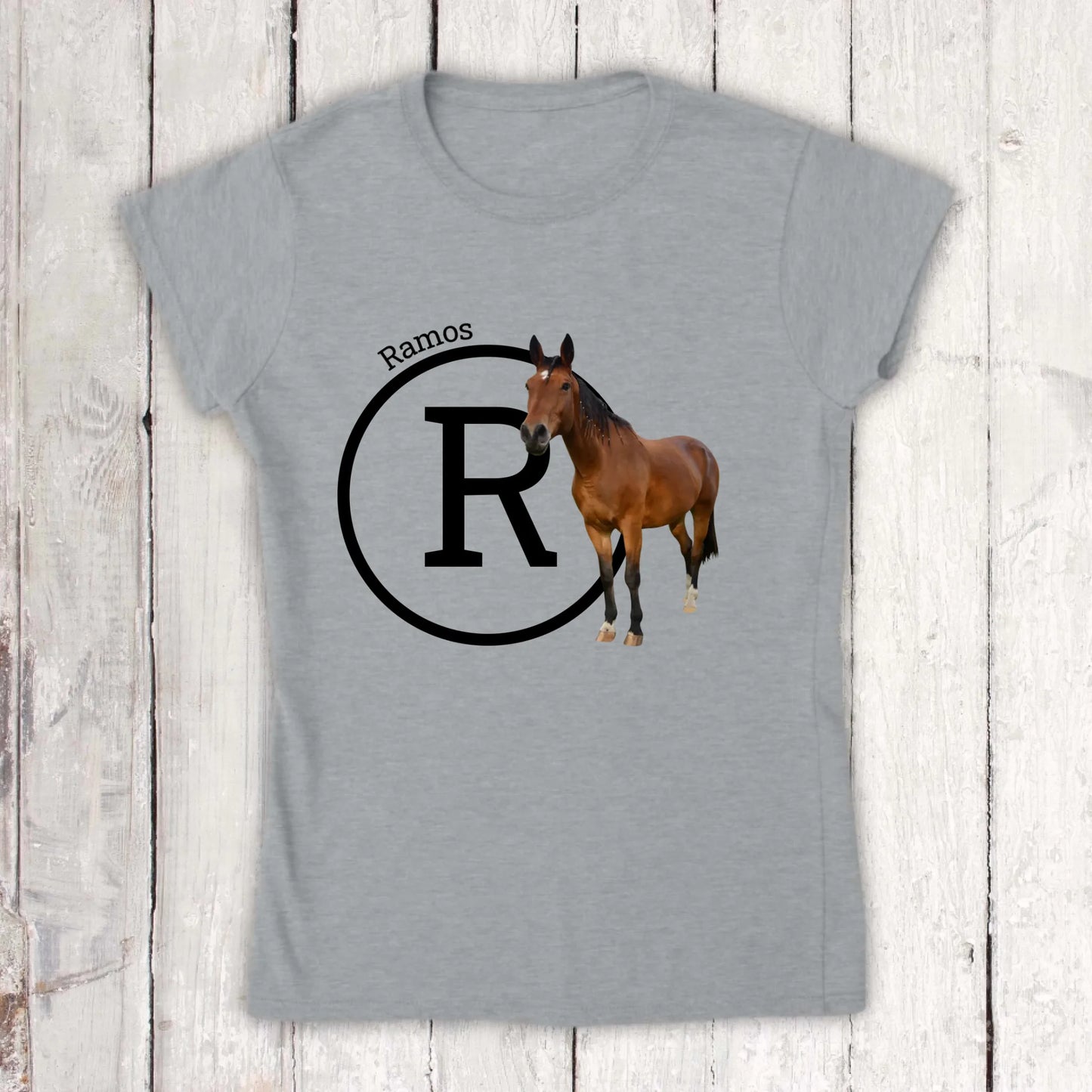 Initial with image and text for riders and horse lovers - Personalized hoodie and t-shirt
