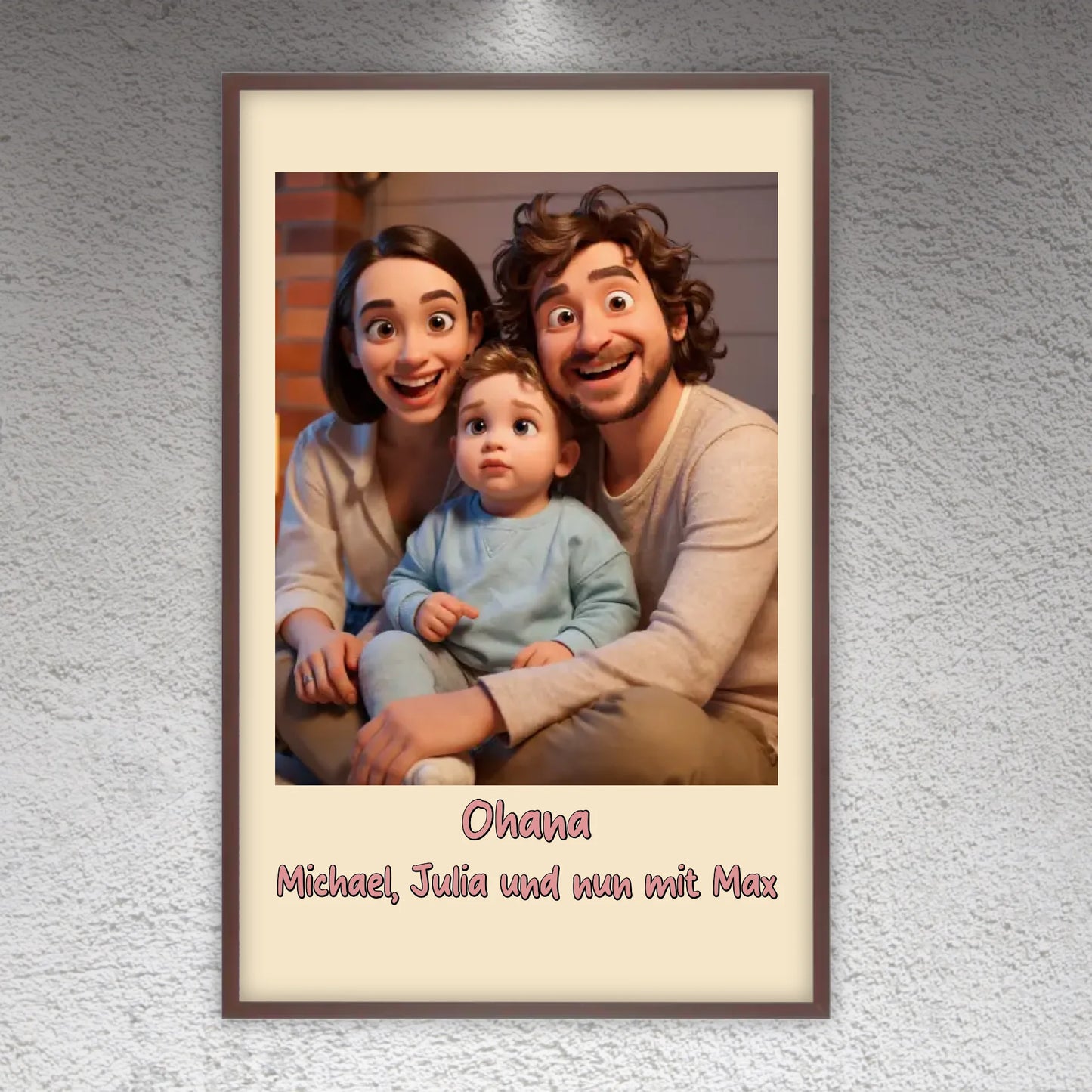 Family photo in cartoon and animation style - personalized poster or canvas