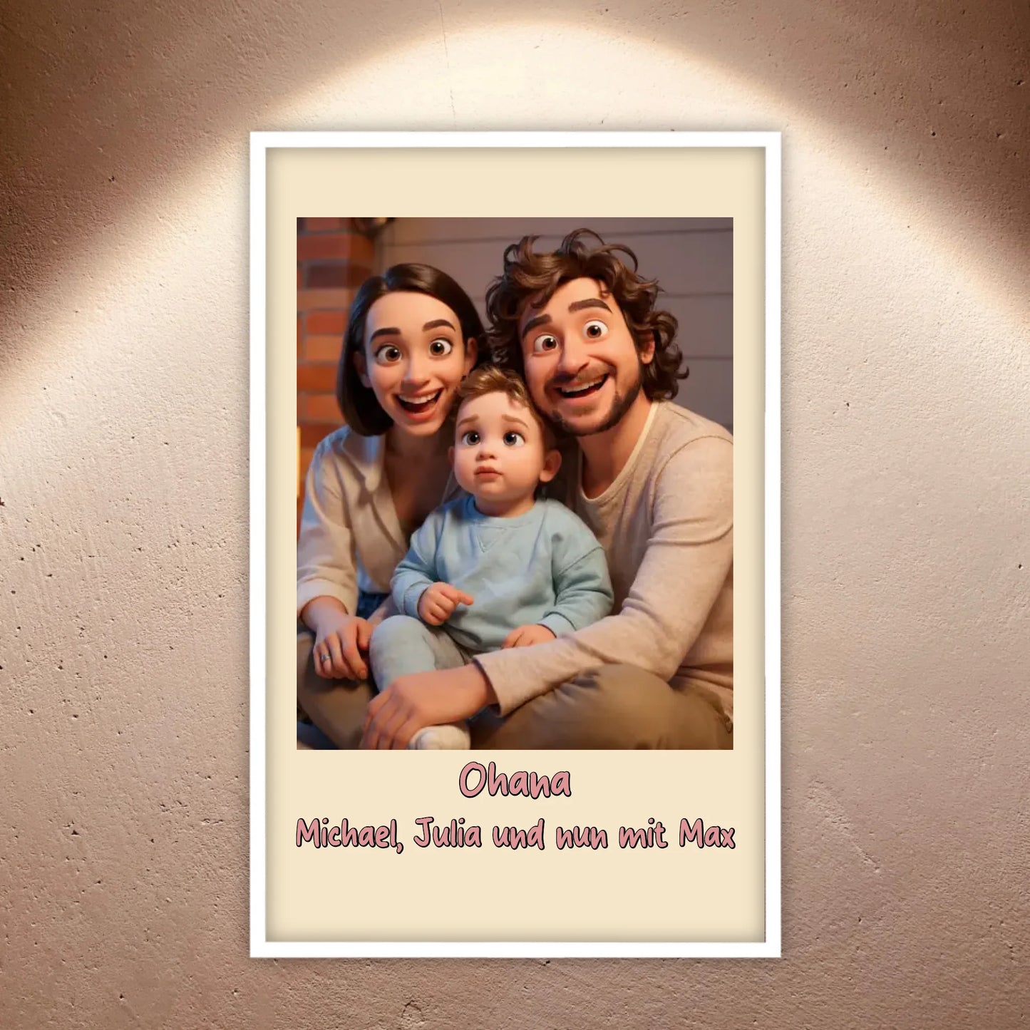 Family photo in cartoon and animation style - personalized poster or canvas