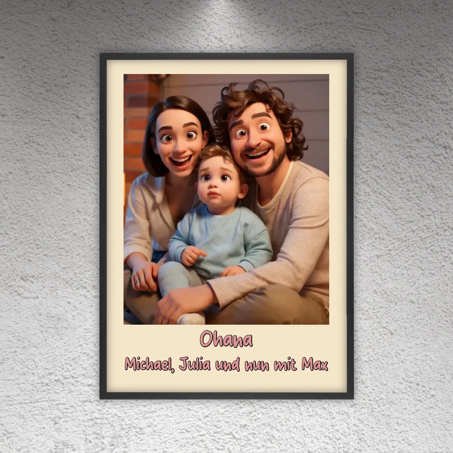 Family photo in cartoon and animation style - personalized poster or canvas