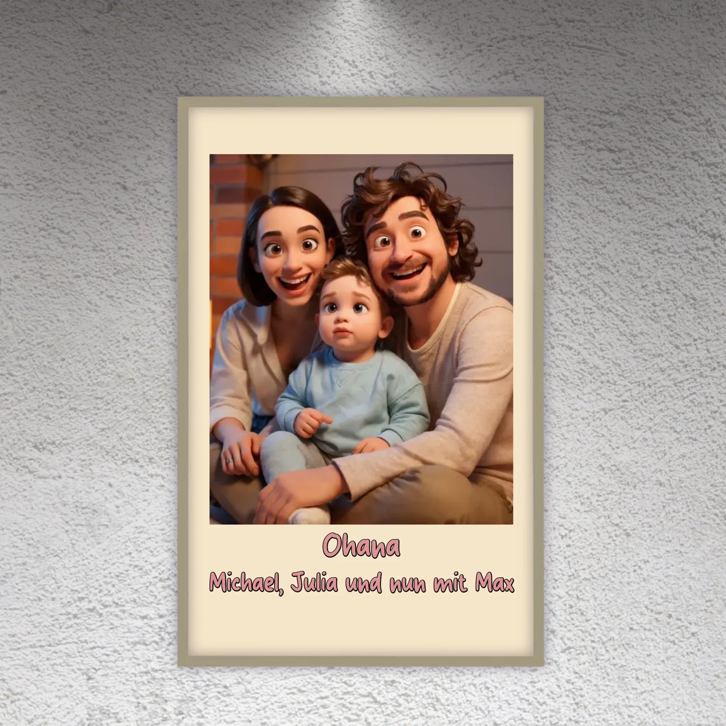 Family photo in cartoon and animation style - personalized poster or canvas