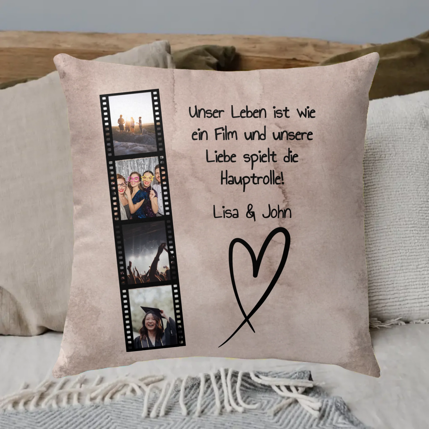 Personalisierte Decke: Fotorolle, Fotobox, Fotodecke, Leben, Liebe, Film - Individuelle Decke | Personalize Palace