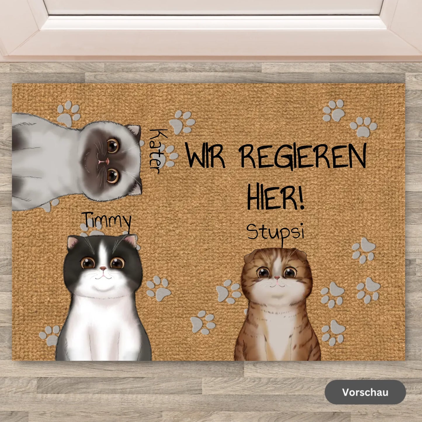 Personalisiertes Schild: ICH REGIERE HIER. Katzenliebhaber (Cliparts) - Individuelles lustiges Katzen Türschild | Personalize Palace