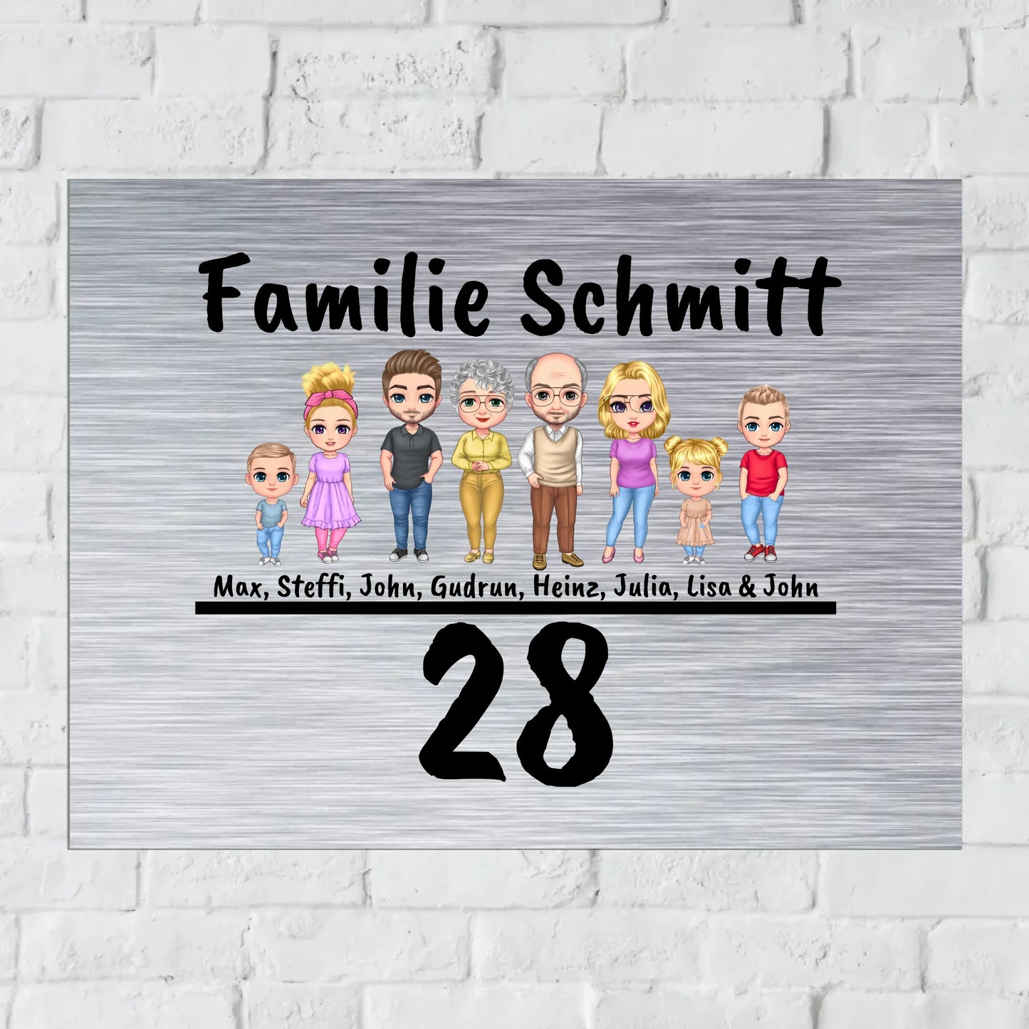 Personalisiertes Schild: Familienschild mit bis zu 8 Personen - Individuelles Türschild | Personalize Palace