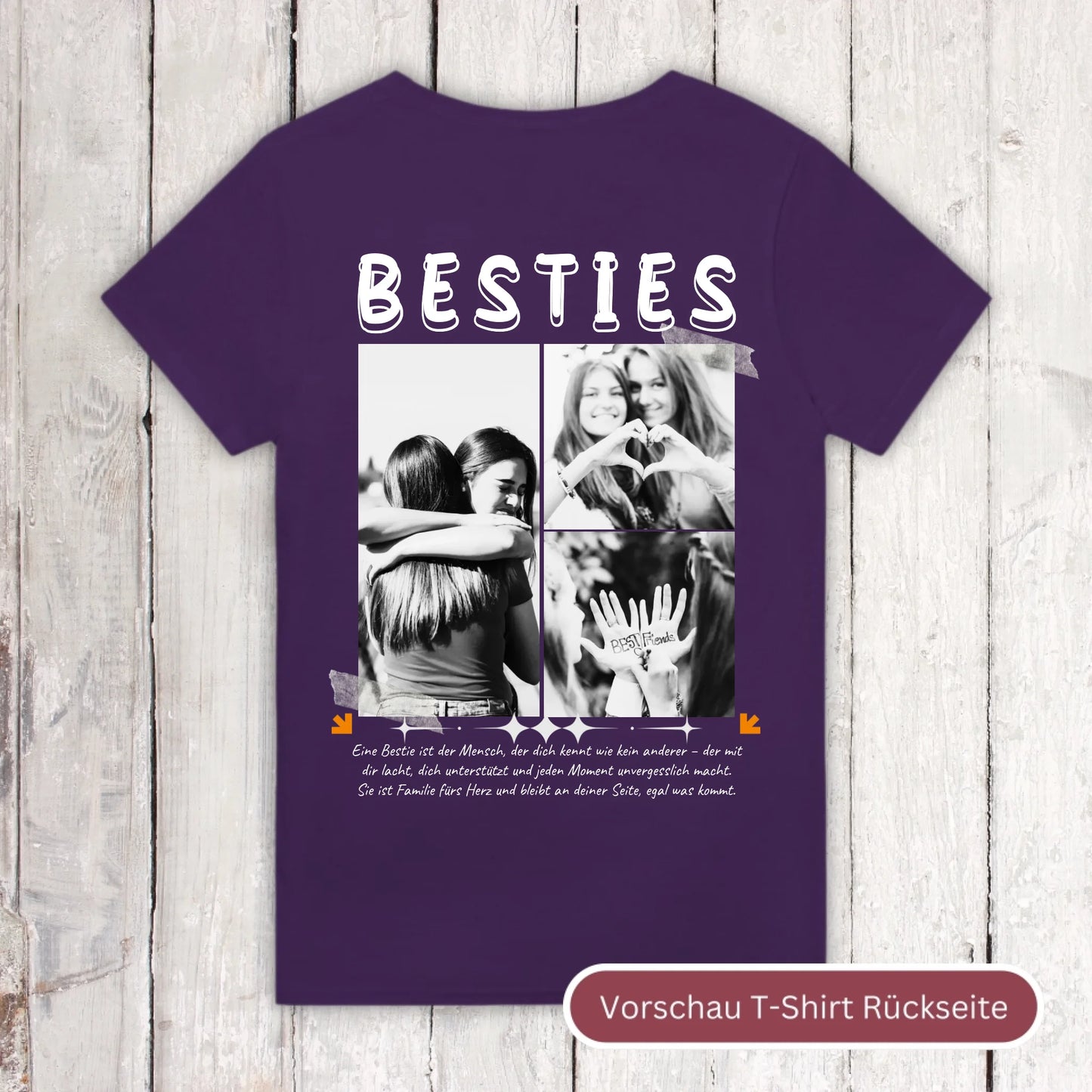 BESTIES with up to 3 photos - personalized BESTIE T-shirt