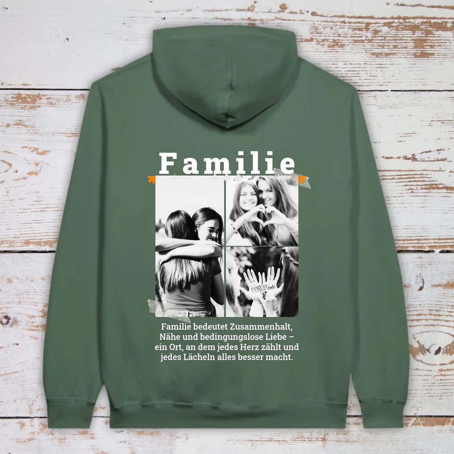 Hoodie "Familie" mit bis zu 3 Fotos - individueller Hoodie | Personalize Palace