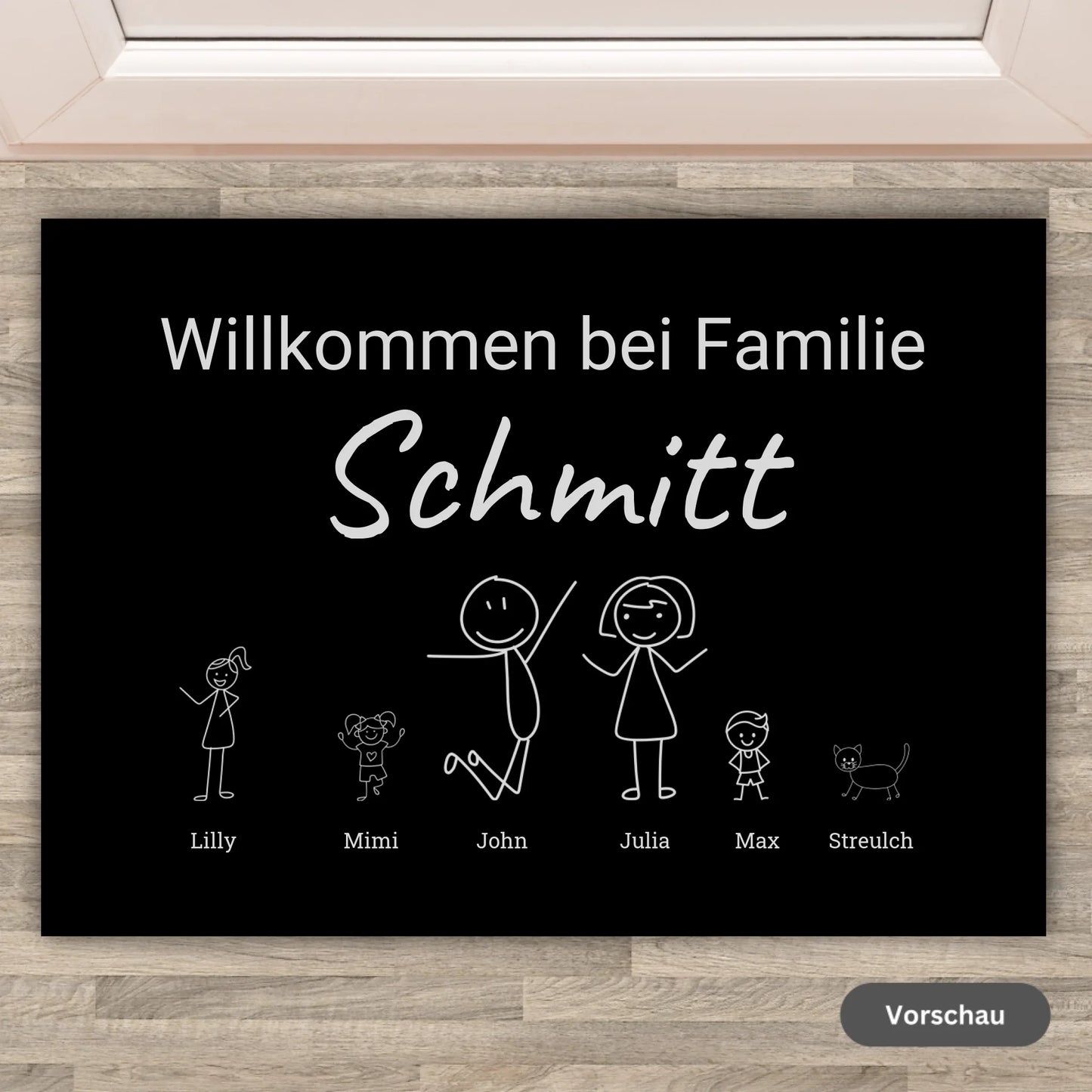 Personalisierte Fußmatte: Strichmännchen - Individelle Fußmatte | Personalize Palace
