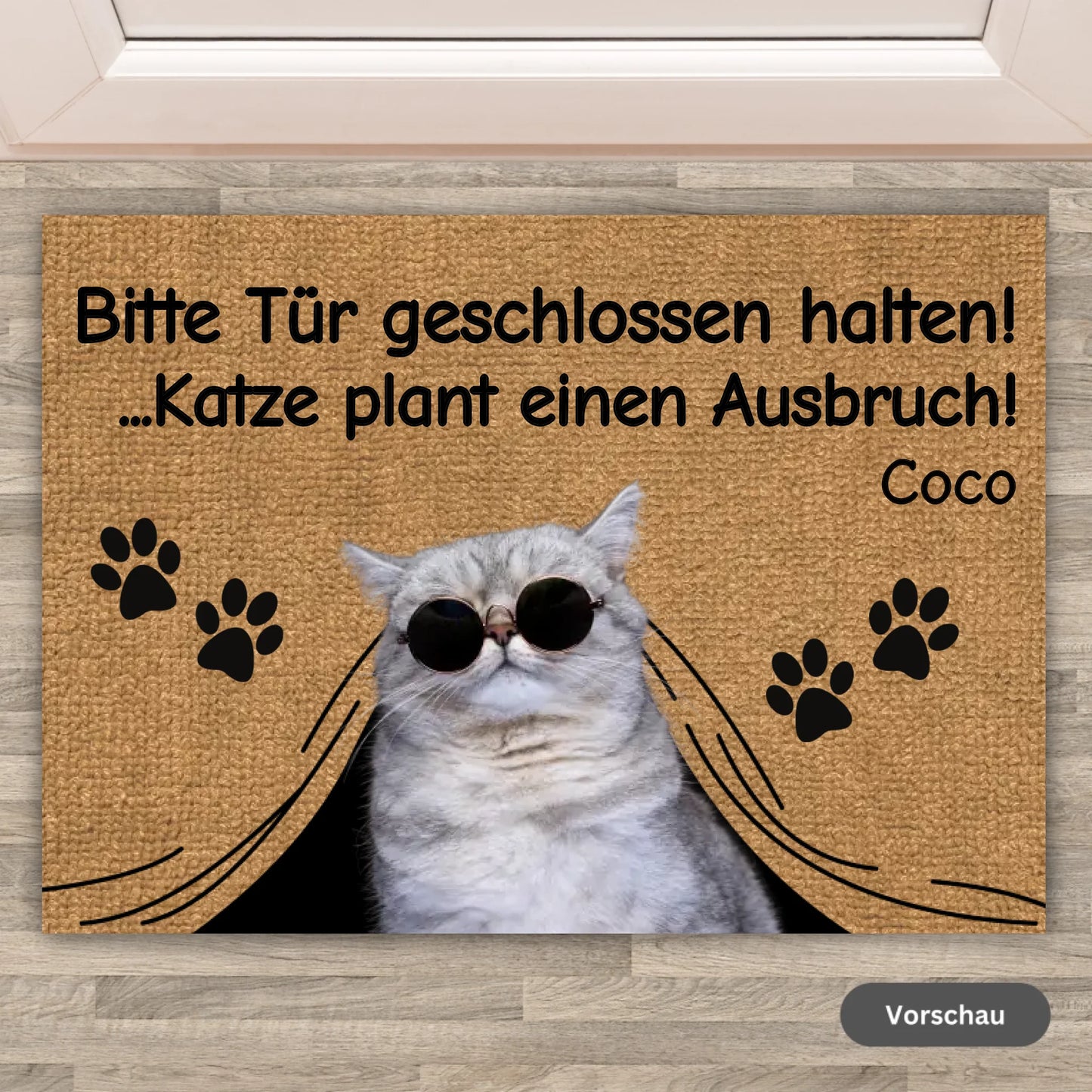 Cats planning an escape - Personalized funny cat doormat