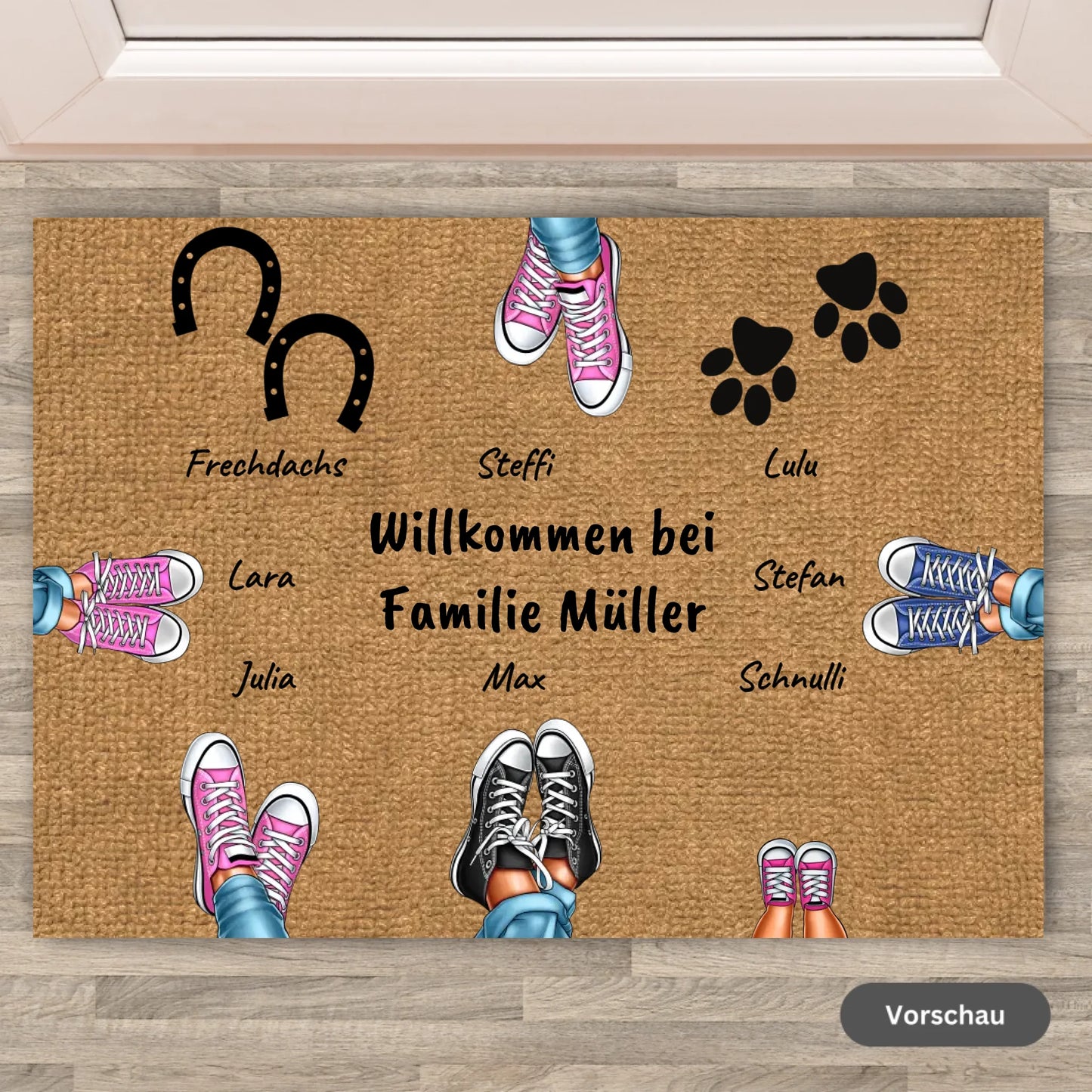 Personalisierte Fußmatte: bis zu 8 Schuhe und Pfoten - Individuelle Fußmatte | Personalize Palace