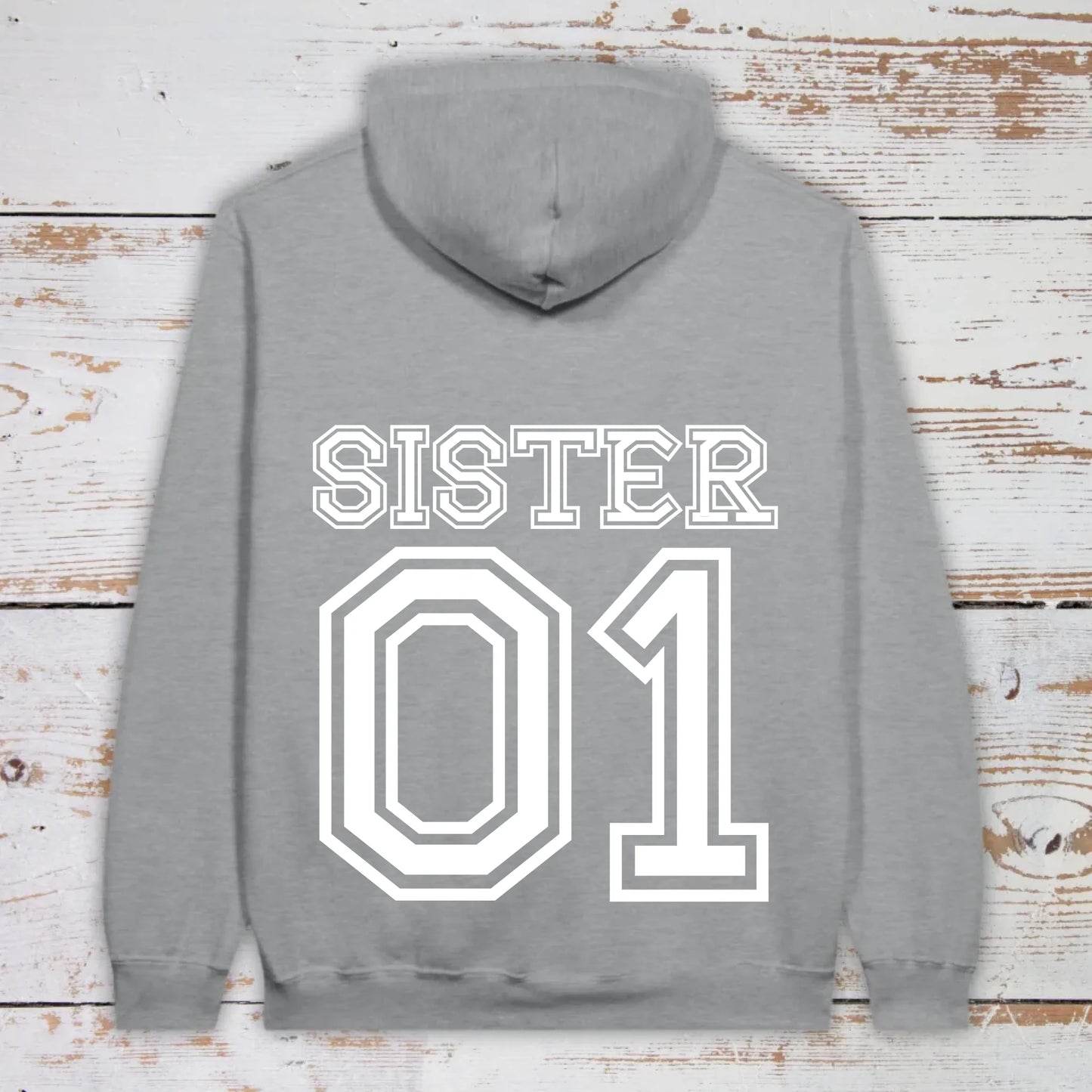 Team Sister mit Nummer - individueller Hoodie | Personalize Palace