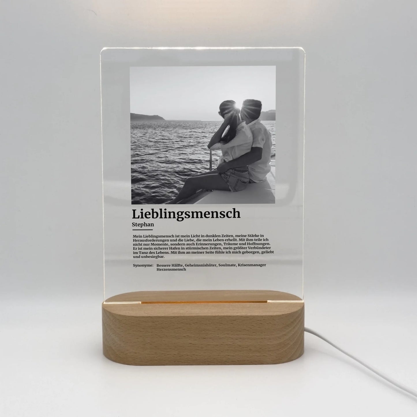 Definition with your photo - Custom acrylic glass with stand
