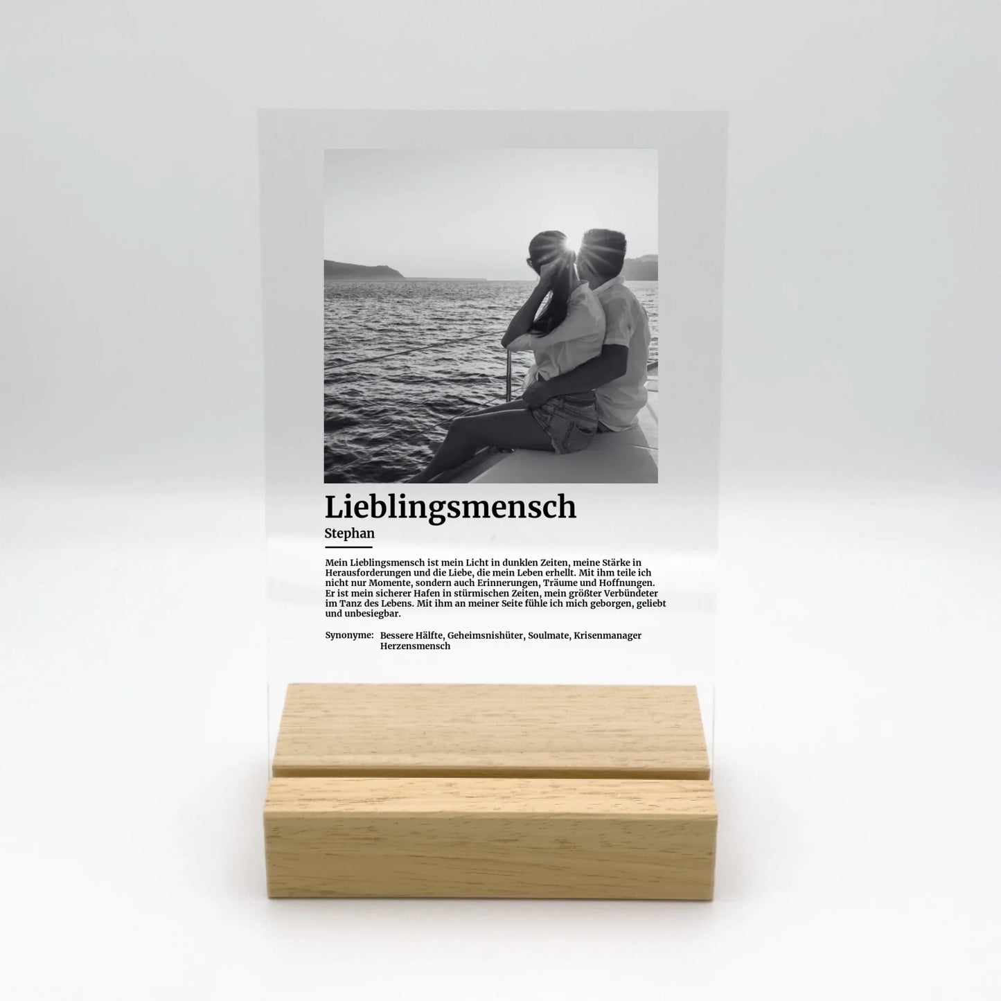 Definition with your photo - Custom acrylic glass with stand