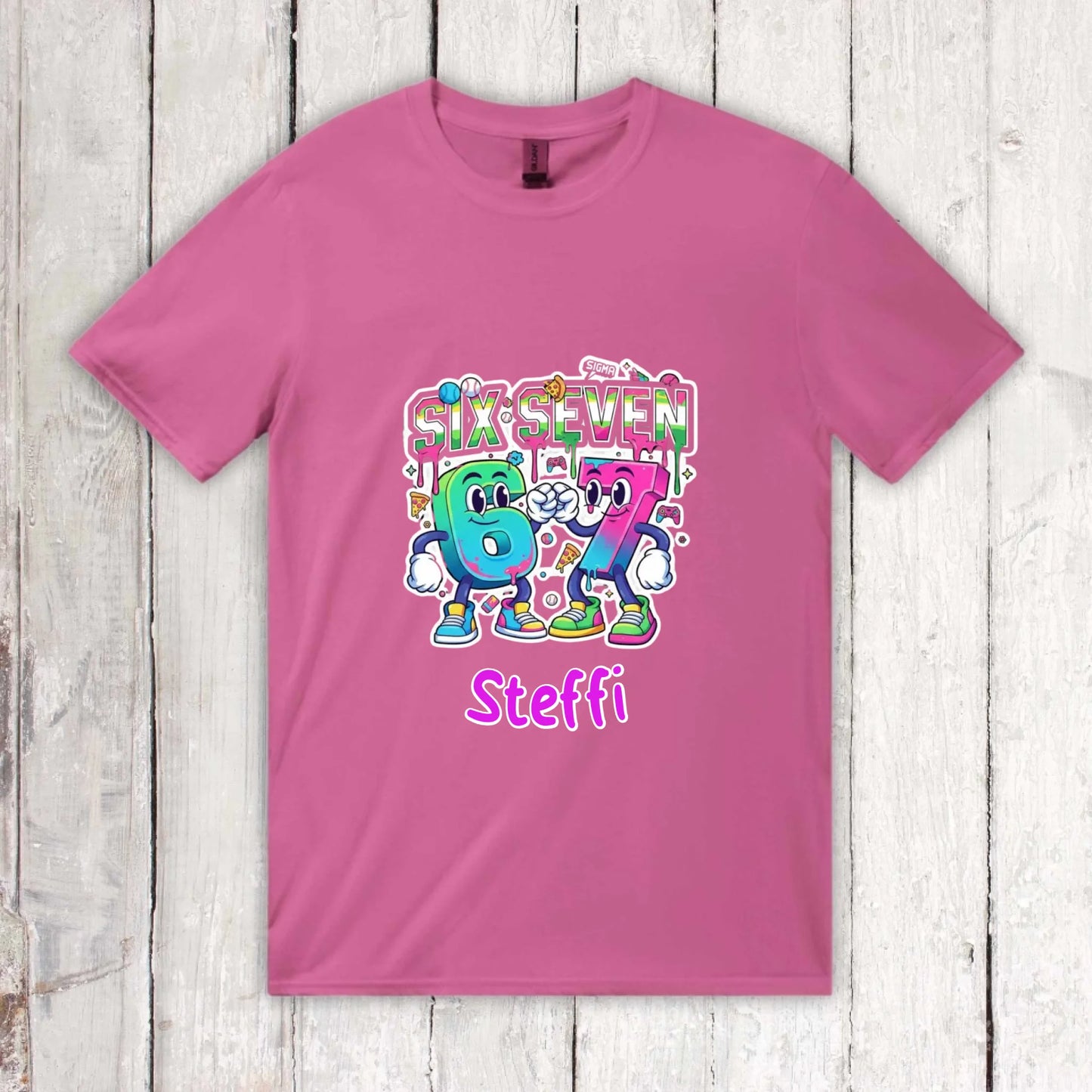 Six Seven (6 7) mit Name - individuelles Kinder T-Shirt