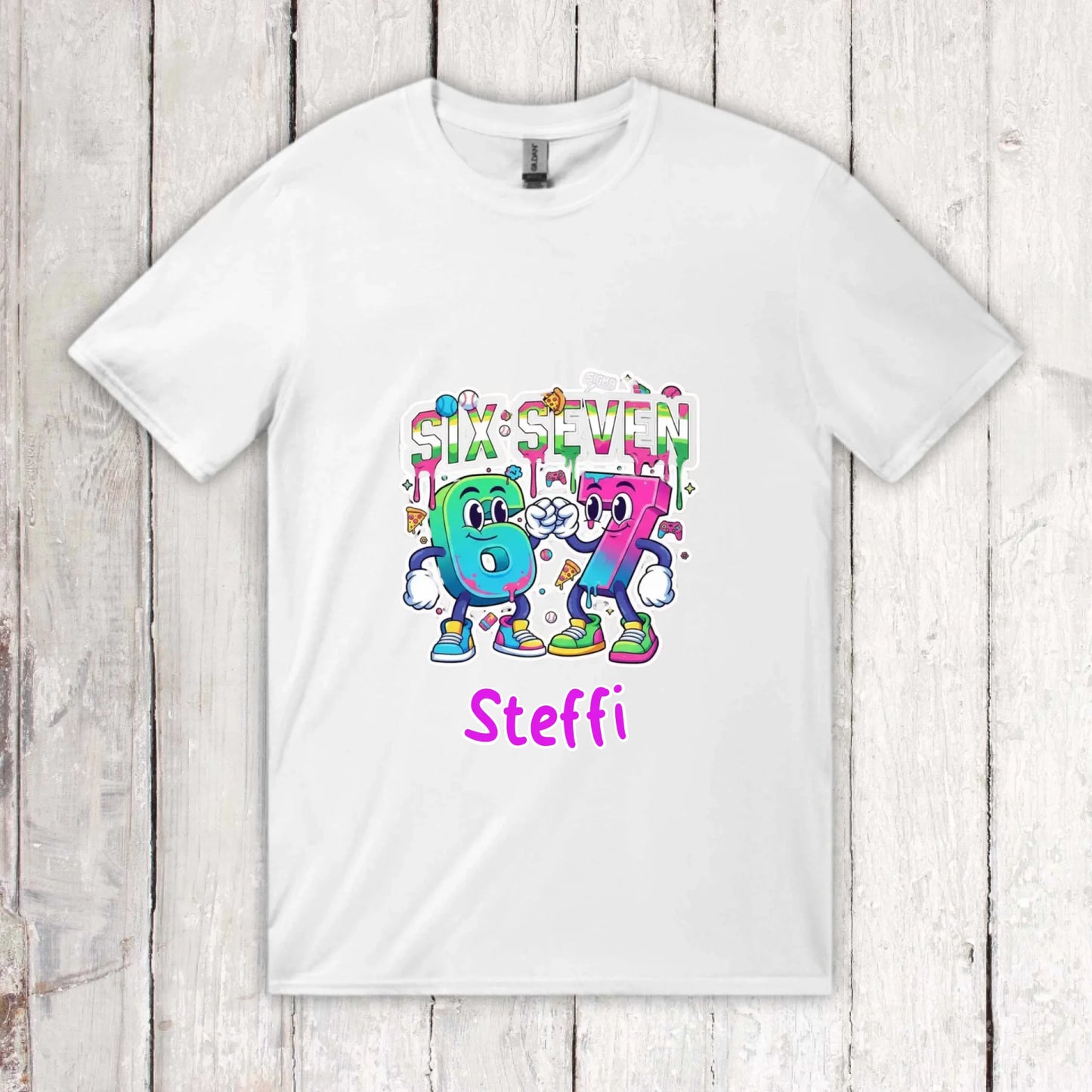 Six Seven (6 7) mit Name - individuelles Kinder T-Shirt