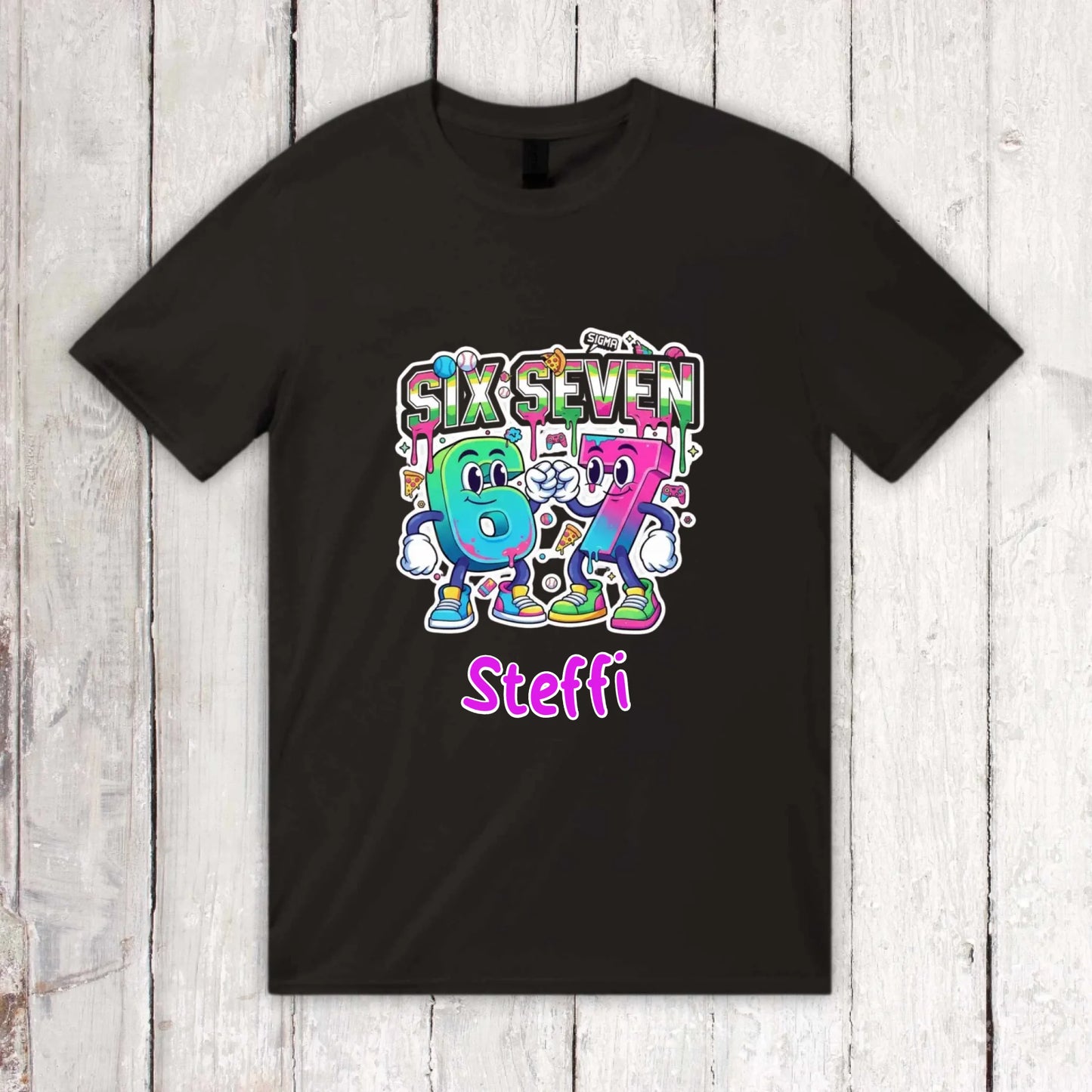 Six Seven (6 7) mit Name - individuelles Kinder T-Shirt