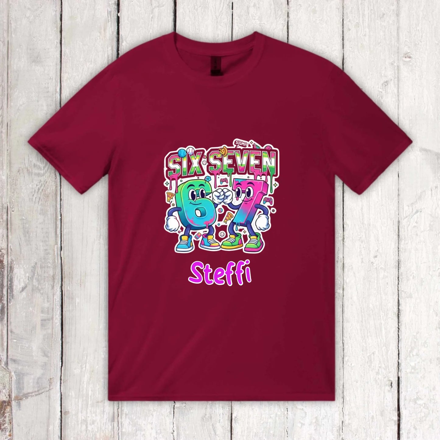 Six Seven (6 7) mit Name - individuelles Kinder T-Shirt