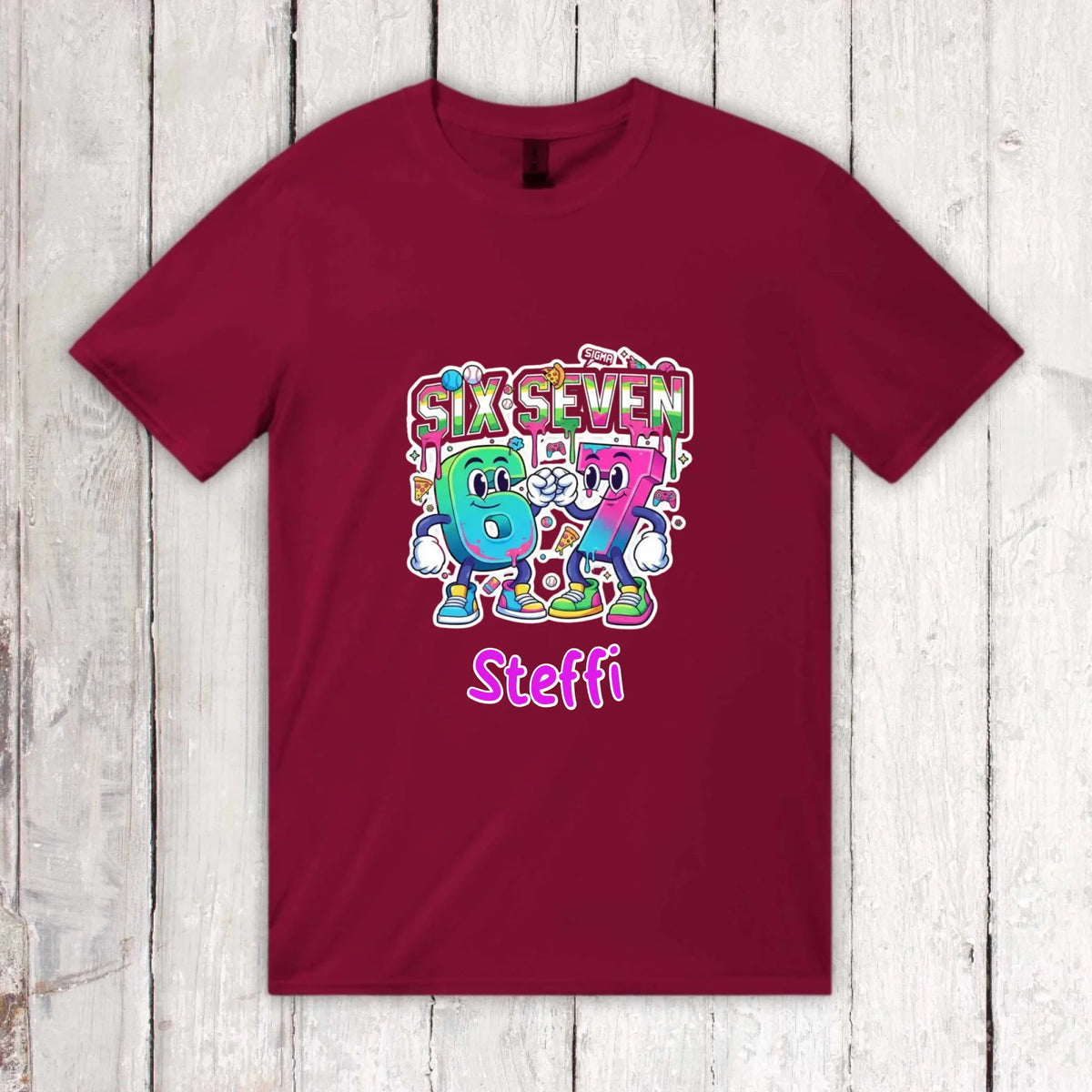 Six Seven (6 7) mit Name - individuelles Kinder T-Shirt