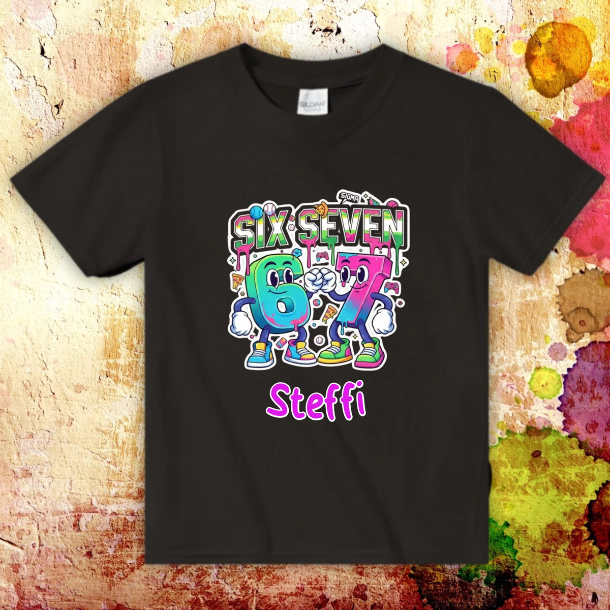Six Seven (6 7) mit Name - individuelles Kinder T-Shirt | Personalize Palace