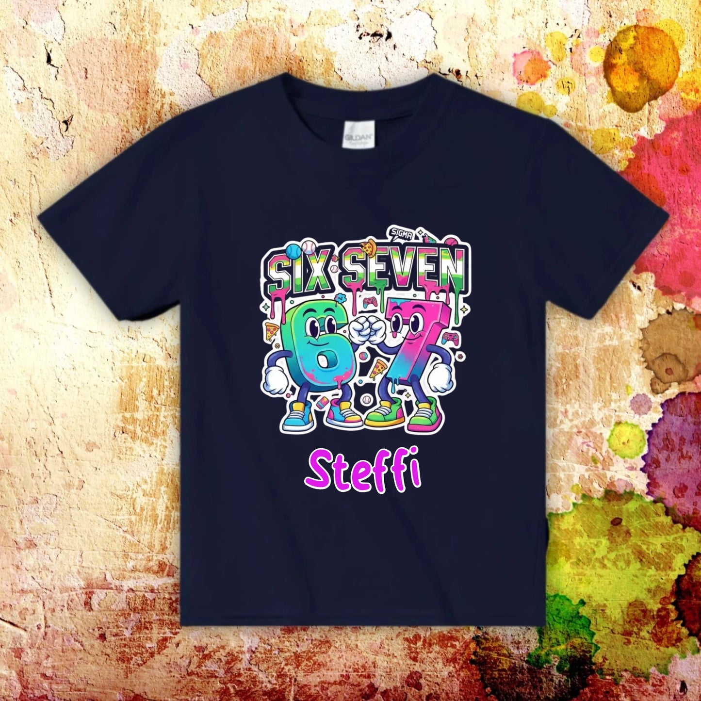 Six Seven (6 7) mit Name - individuelles T-Shirt