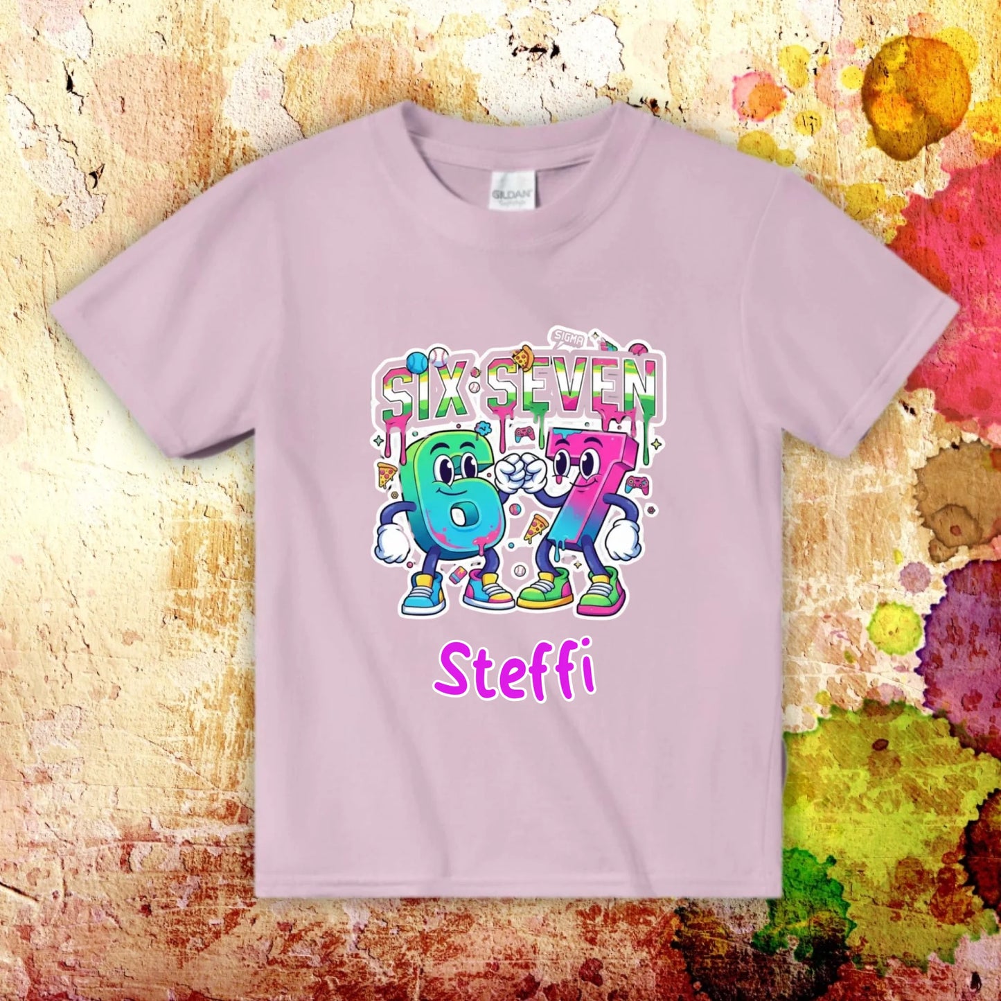 Six Seven (6 7) mit Name - individuelles T-Shirt