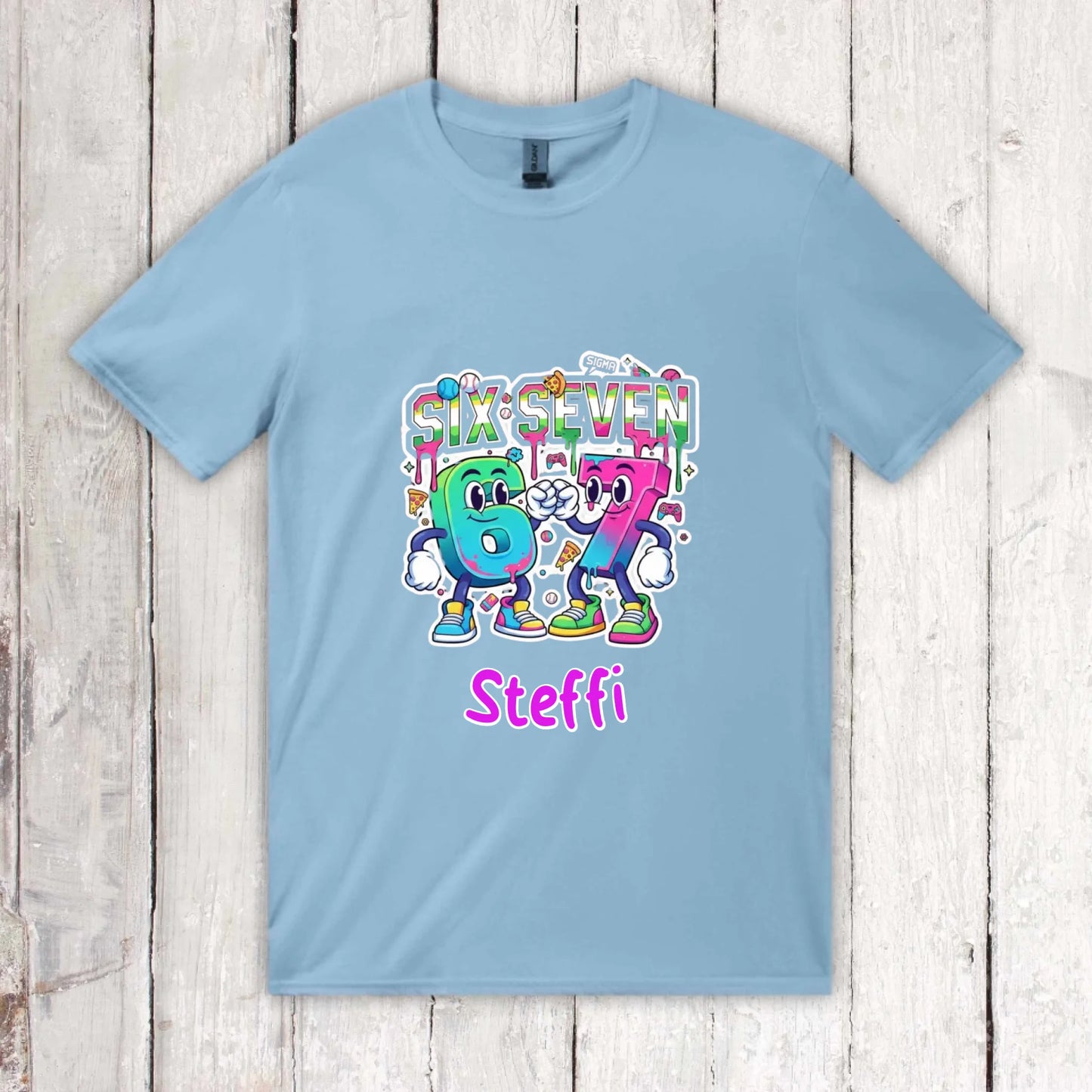 Personalisiertes T-Shirt: Six Seven (6 7) mit Name - individuelles T-Shirt | Personalize Palace