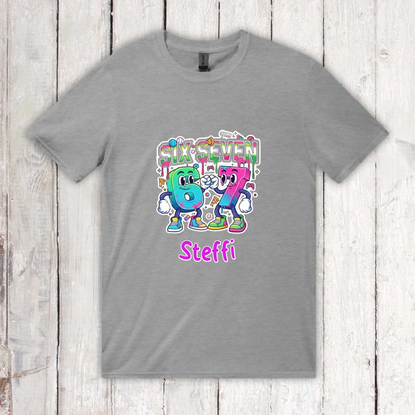 Personalisiertes T-Shirt: Six Seven (6 7) mit Name - individuelles T-Shirt | Personalize Palace