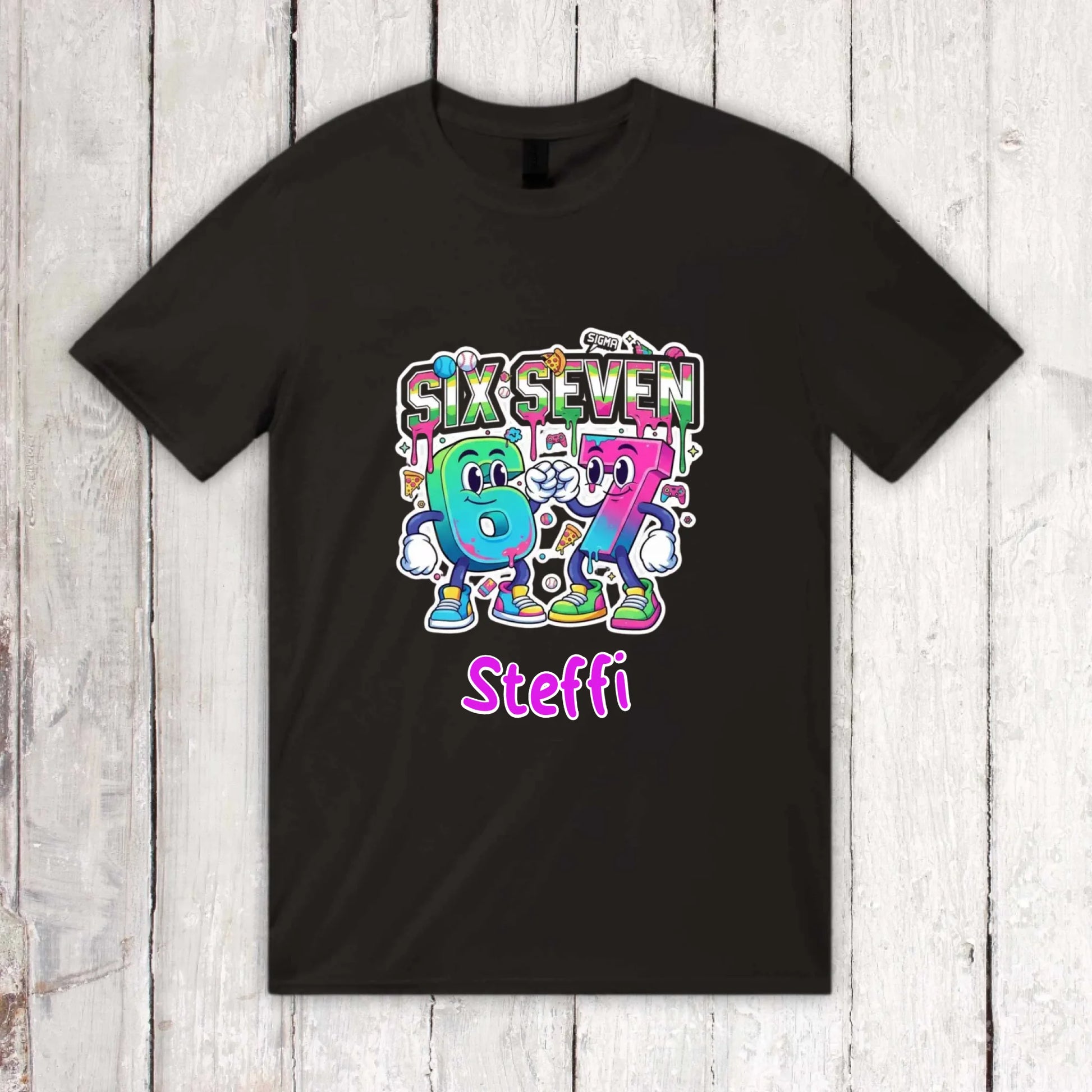 Personalisiertes T-Shirt: Six Seven (6 7) mit Name - individuelles T-Shirt | Personalize Palace