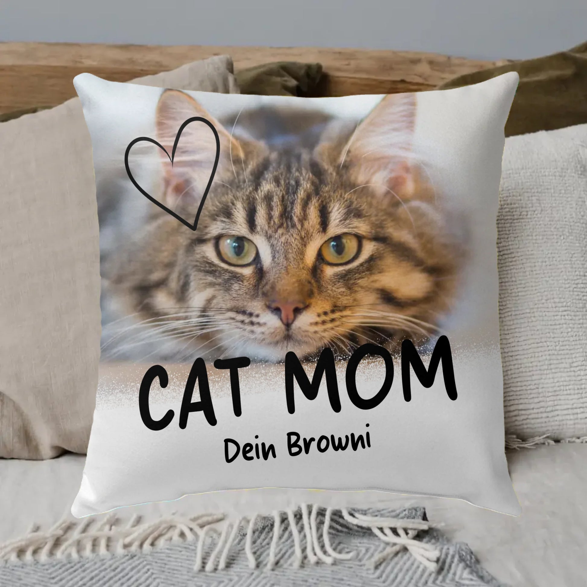 CAT MOM mit Foto und Text - individuelles Premium Fotokissen | Personalize Palace